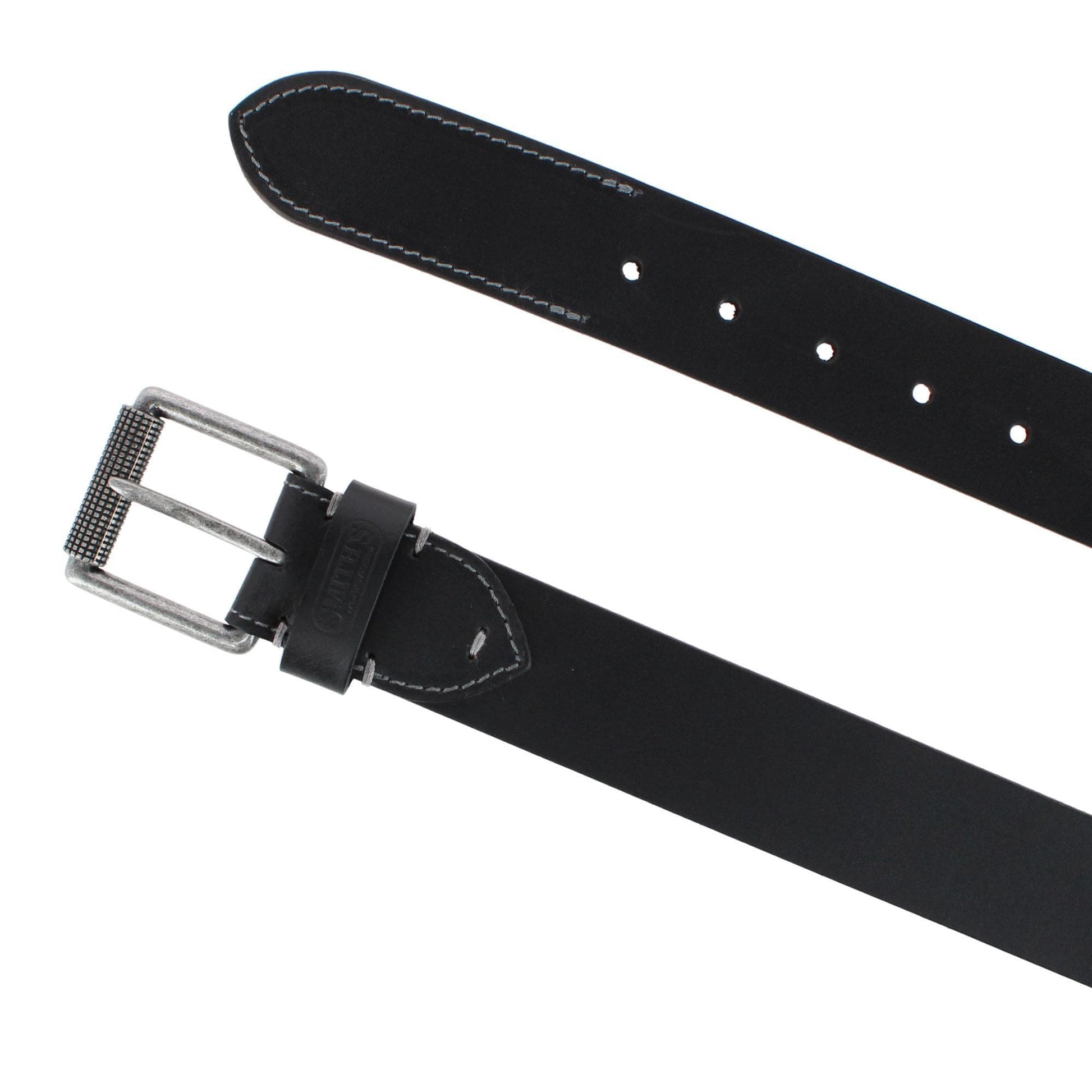 Smith's Workwear Men's Roller Buckle Leather Work Belt - Black