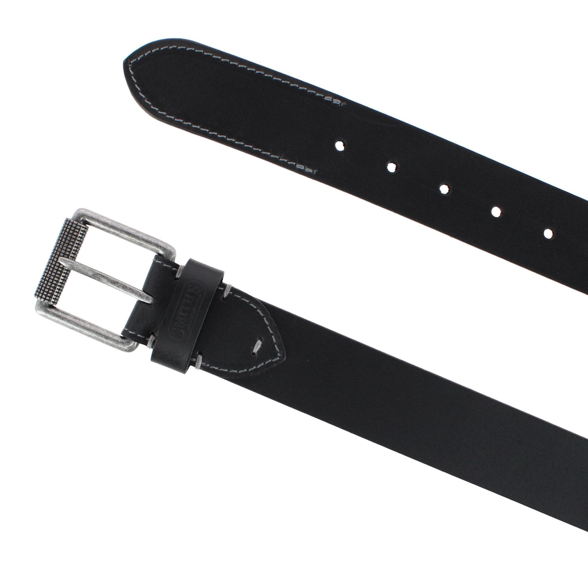 Smith's Workwear Men's Roller Buckle Leather Work Belt - Black