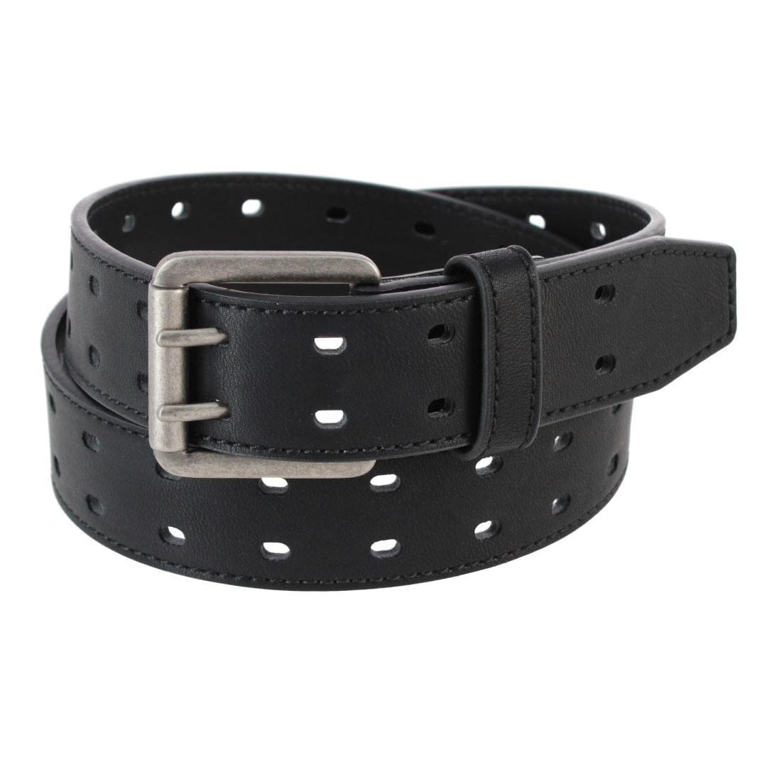 Smith's Workwear Men's Double Hole Work Belt with Roller Buckle - Black