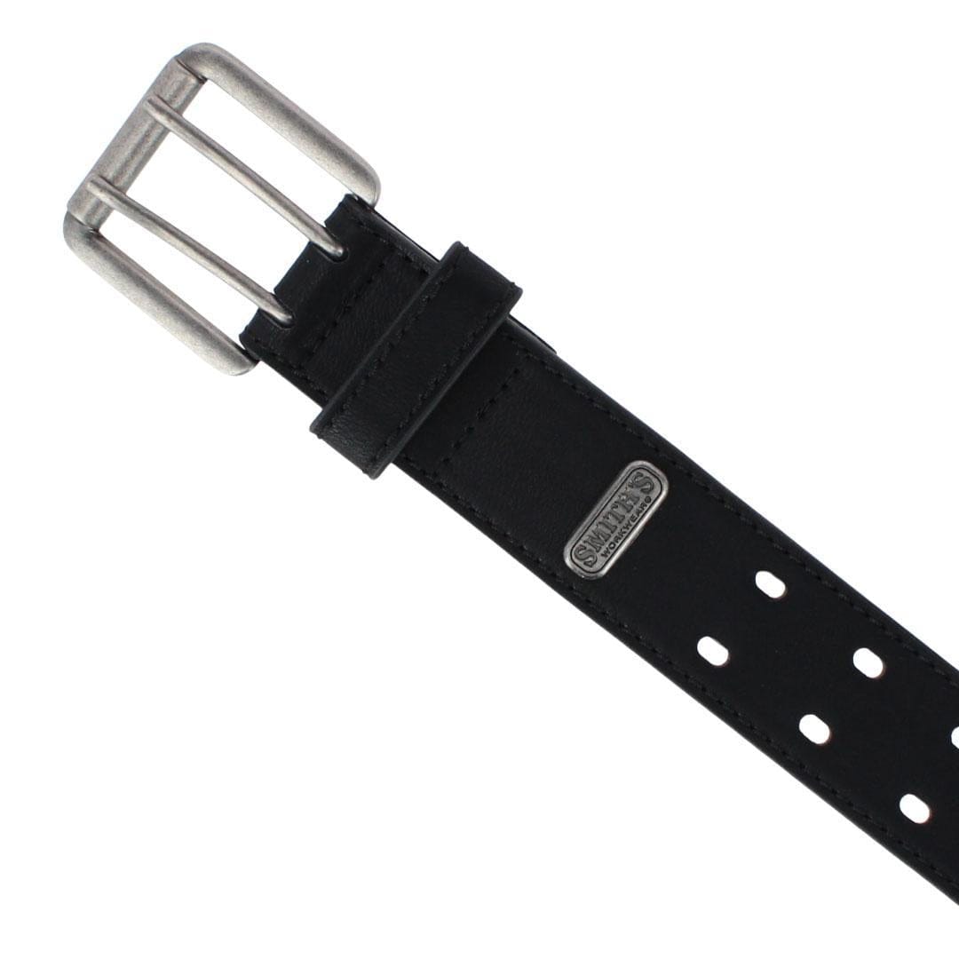 Smith's Workwear Men's Double Hole Work Belt with Roller Buckle - Black