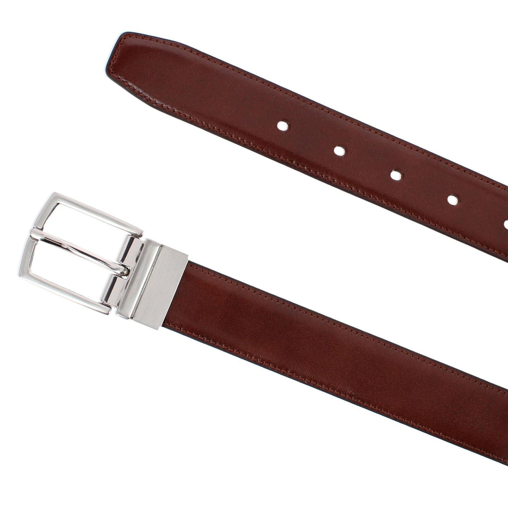 Tallia Boy's 30mm Smooth Leather Reversible Belt - Cognac/Black