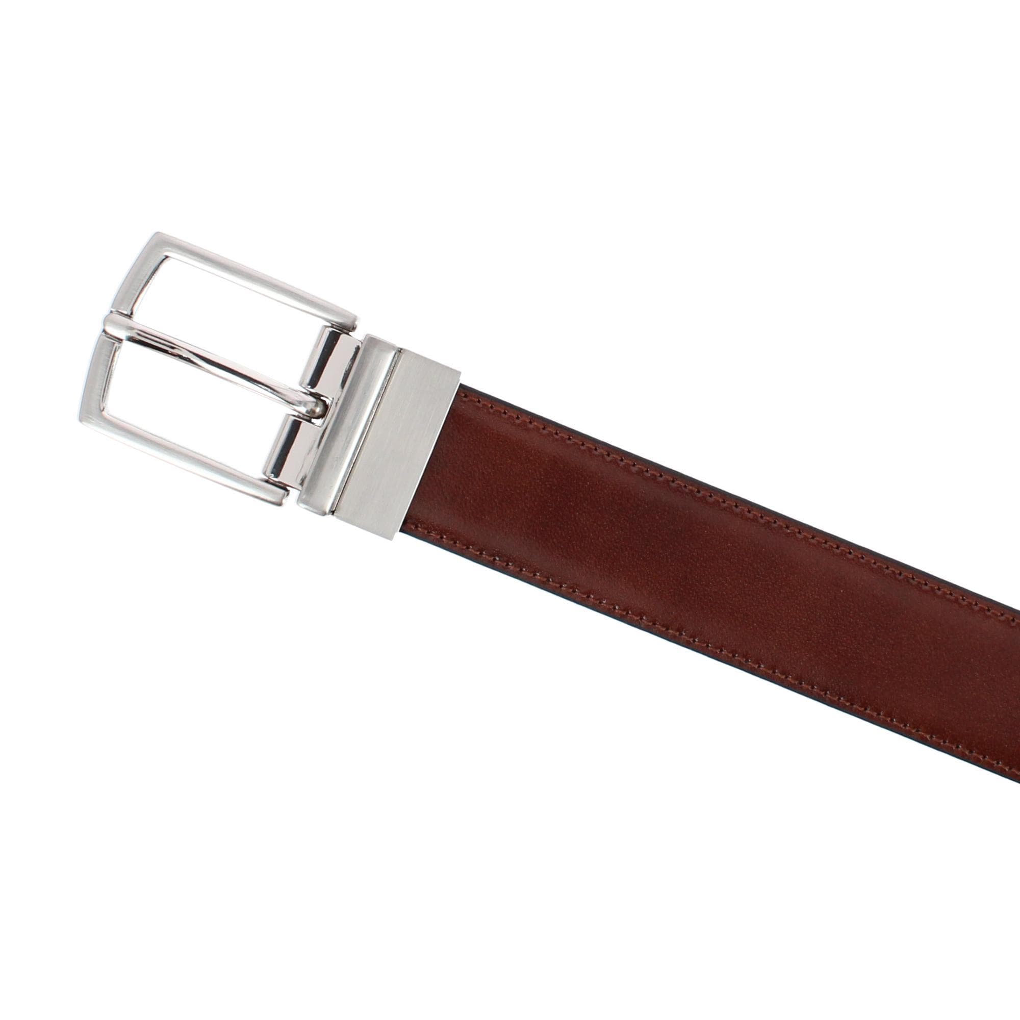 Tallia Boy's 30mm Smooth Leather Reversible Belt - Cognac/Black
