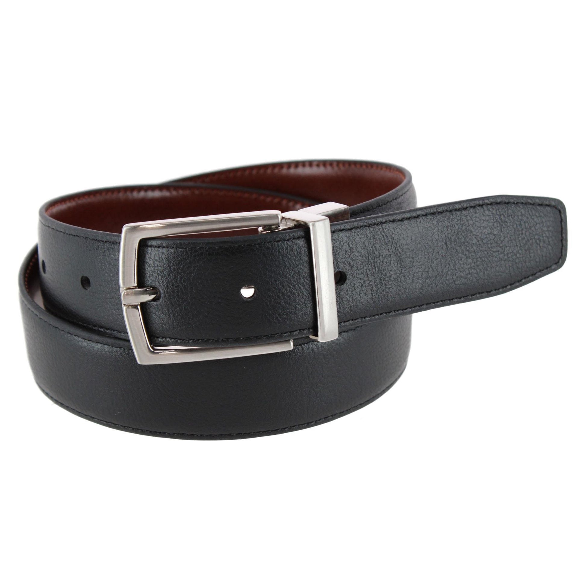Tallia Boy's 30mm Smooth Leather Reversible Belt - Cognac/Black