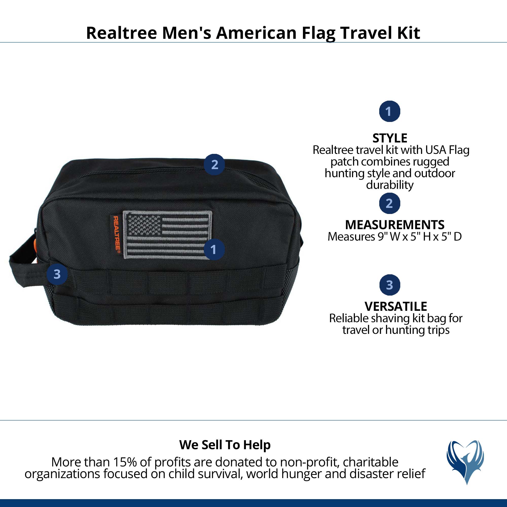 Realtree Men's American Flag Travel Kit - Black