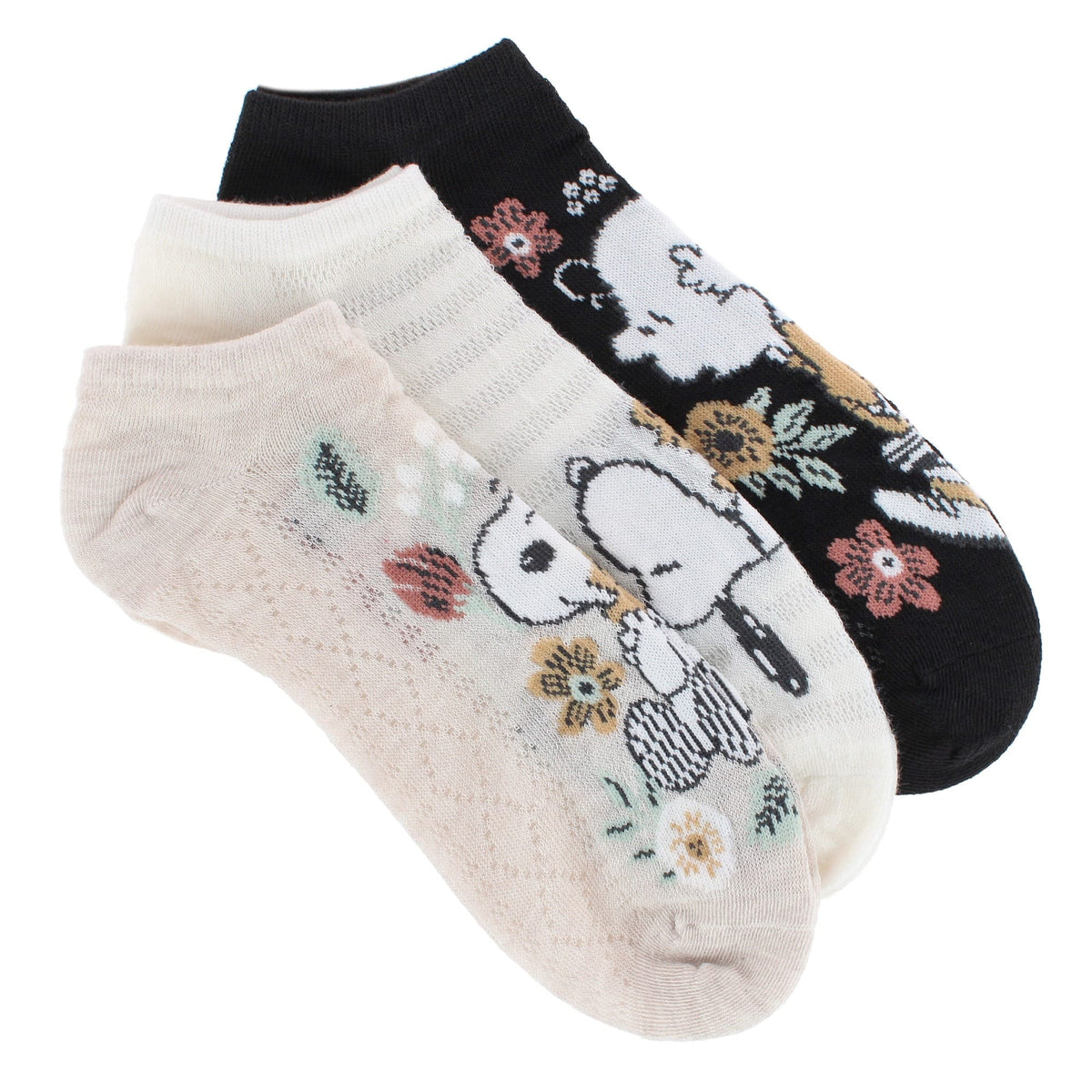 U.P.D., INC Women's Peanuts Snoopy No Show Socks (3Pack) - Multiple