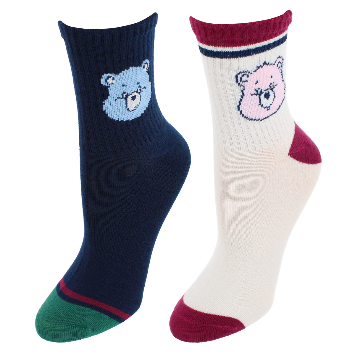U.P.D., INC Women's Care Bear Mid Crew Socks (2 Pack) - Multiple