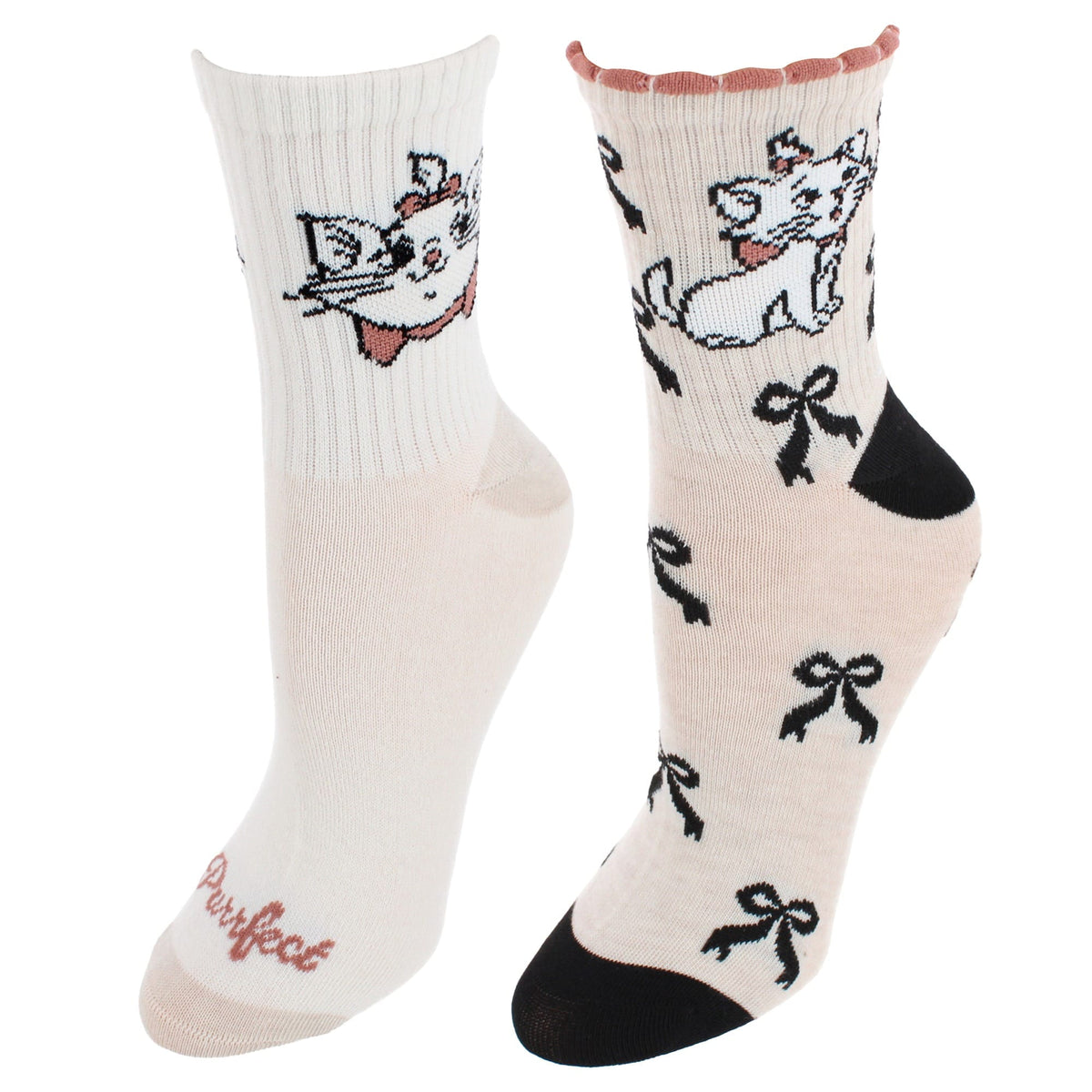 U.P.D., INC Women's Aristocats Marie Mid Crew Socks (2 Pack) - Multiple