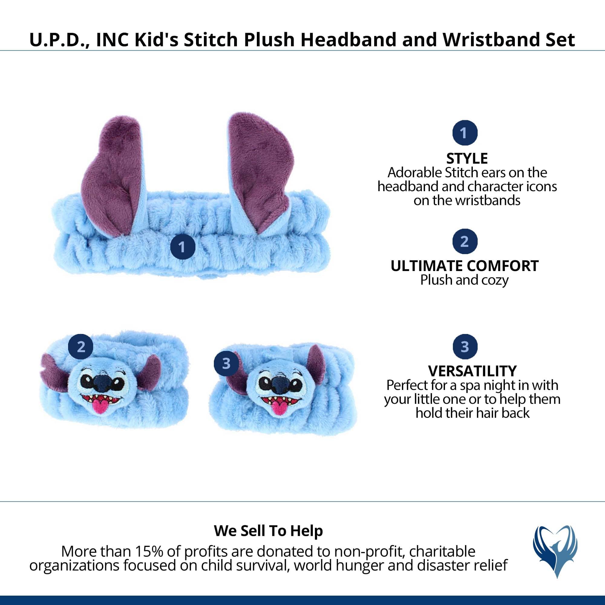U.P.D., INC Kid's Stitch Plush Headband and Wristband Set - Blue