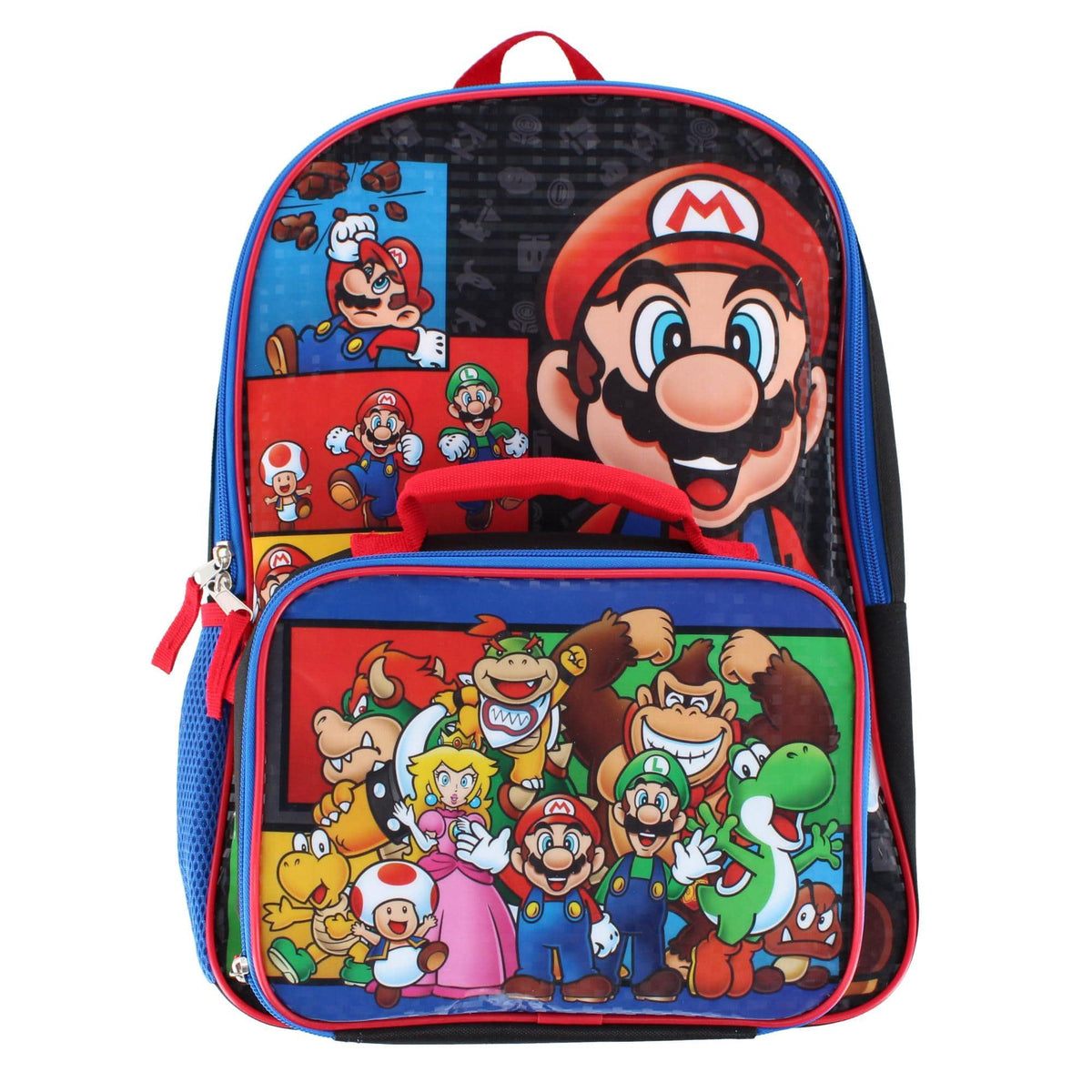U.P.D., INC Boy's Super Mario & Friends 16 Inch Backpack and Lunchbox Set - Blue/Black