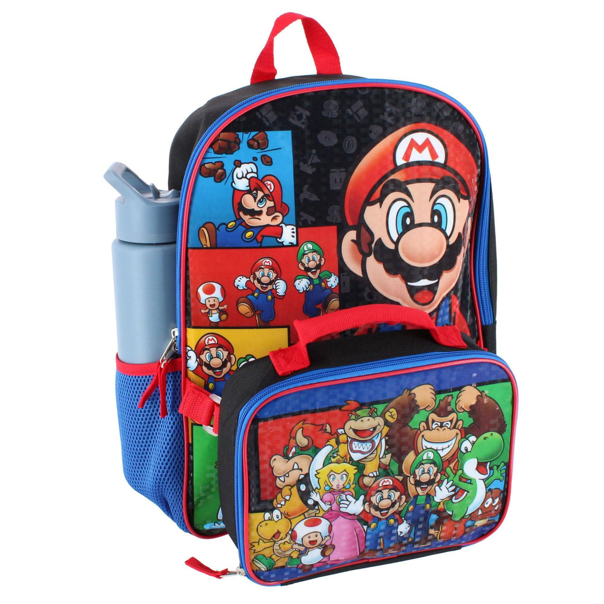 U.P.D., INC Boy's Super Mario & Friends 16 Inch Backpack and Lunchbox Set