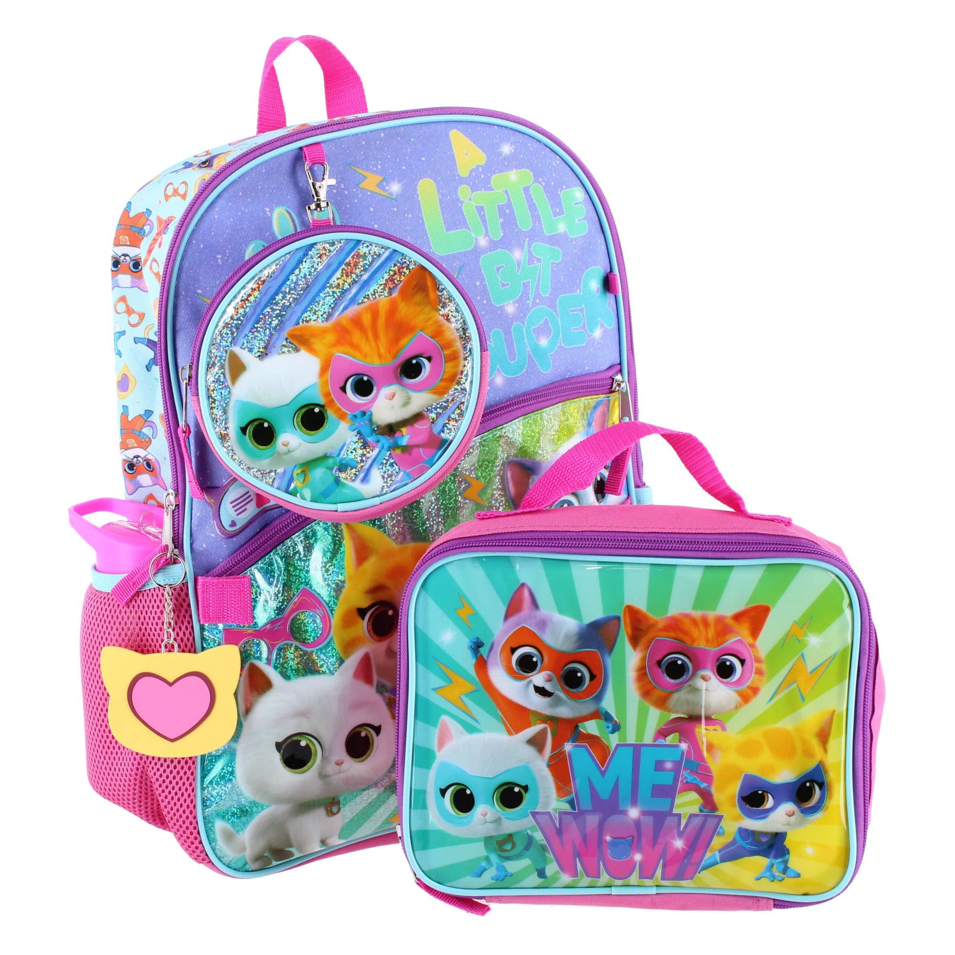 U.P.D., INC Girl's SuperKitties 16 Inch 5pc Backpack - Multicolor