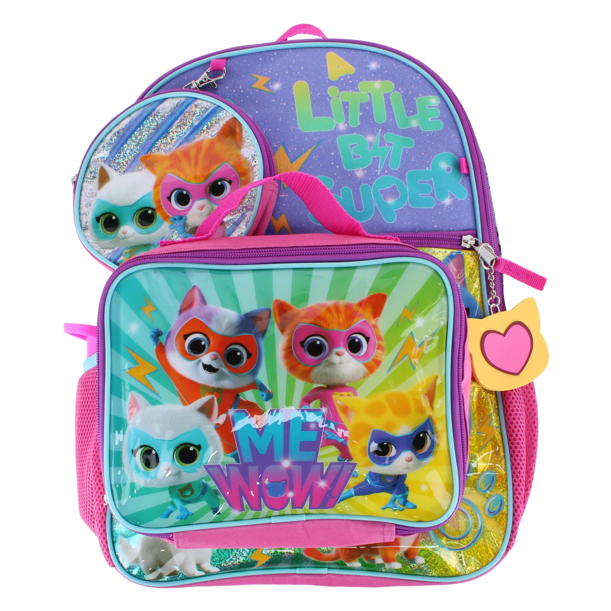 U.P.D., INC Girl's SuperKitties 16 Inch 5pc Backpack - Multicolor