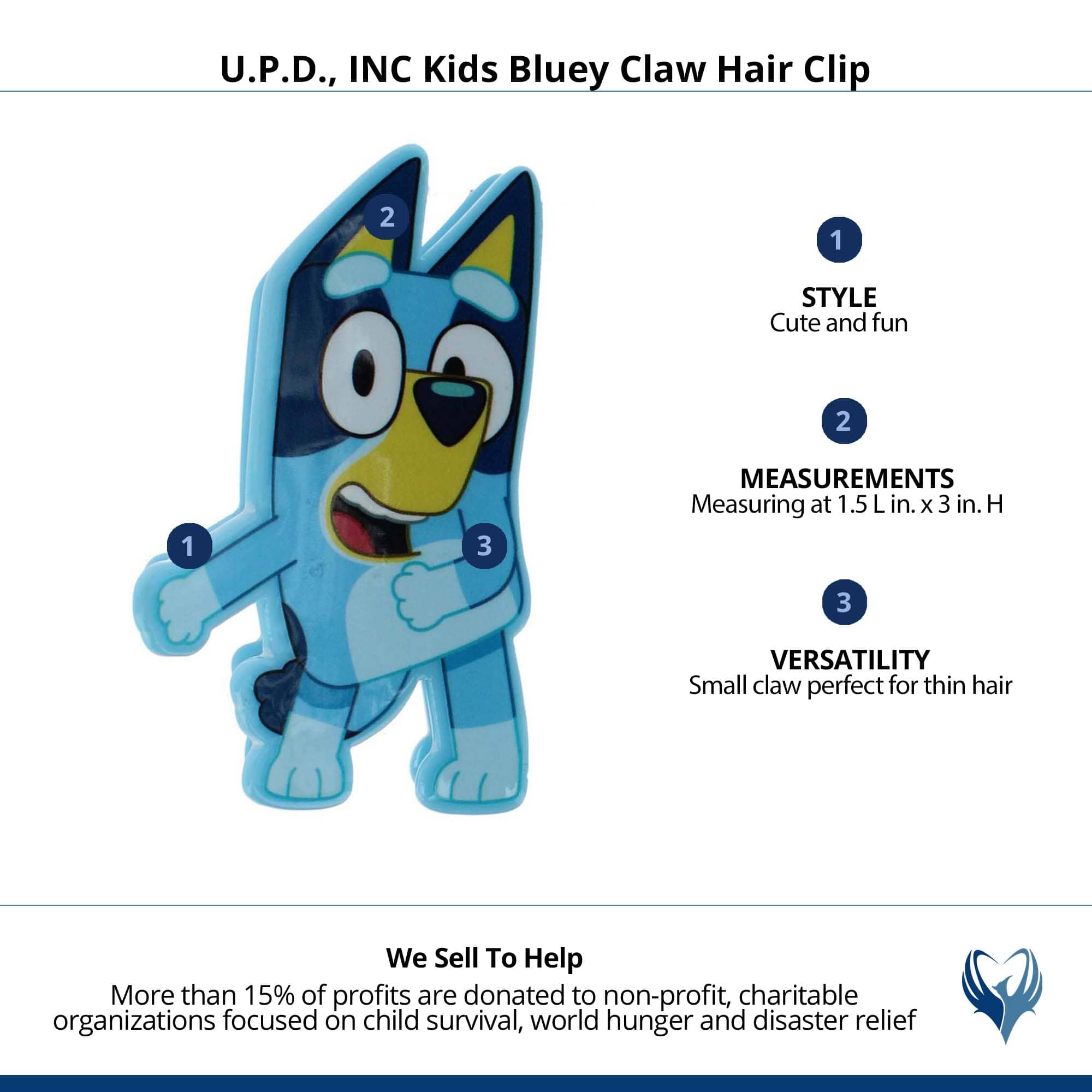 U.P.D., INC Kids Bluey Claw Hair Clip - Blue