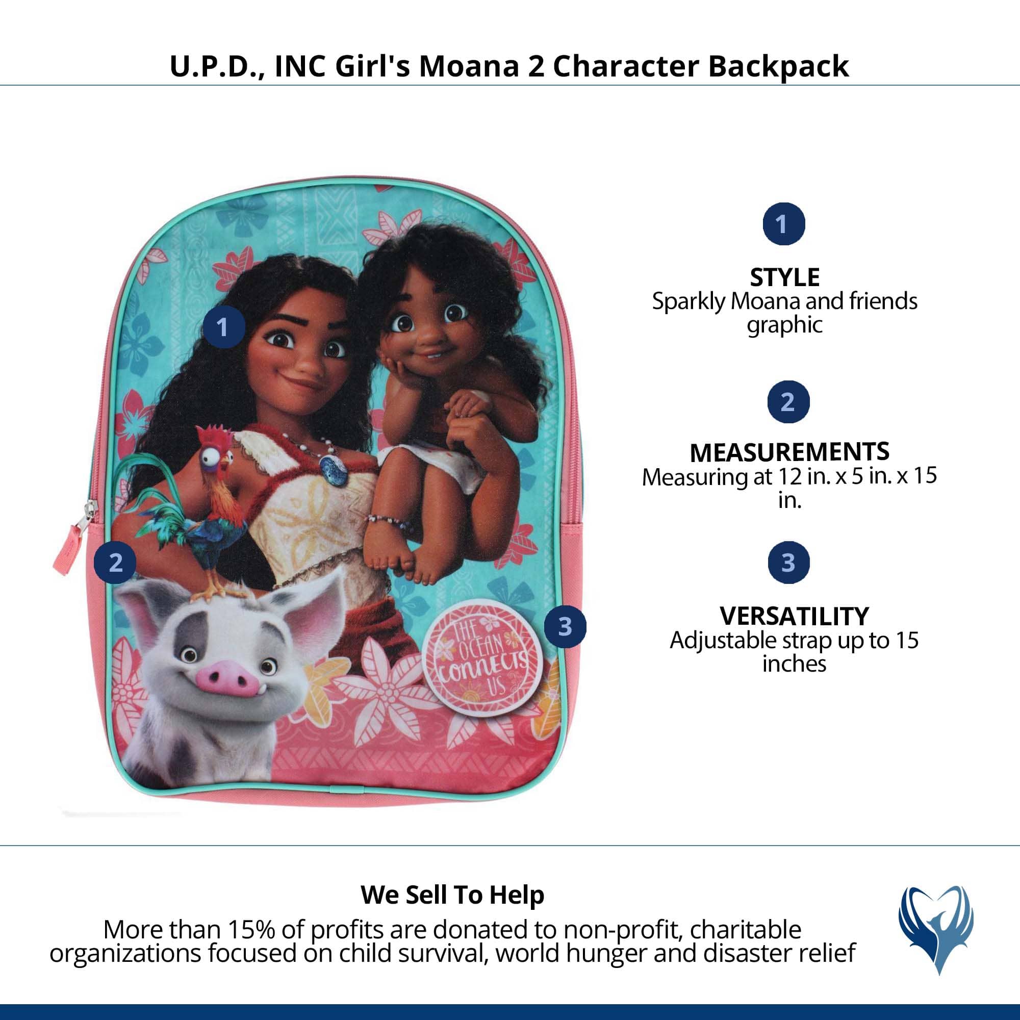 U.P.D., INC Girl's Moana 2 Character Backpack - Light Blue