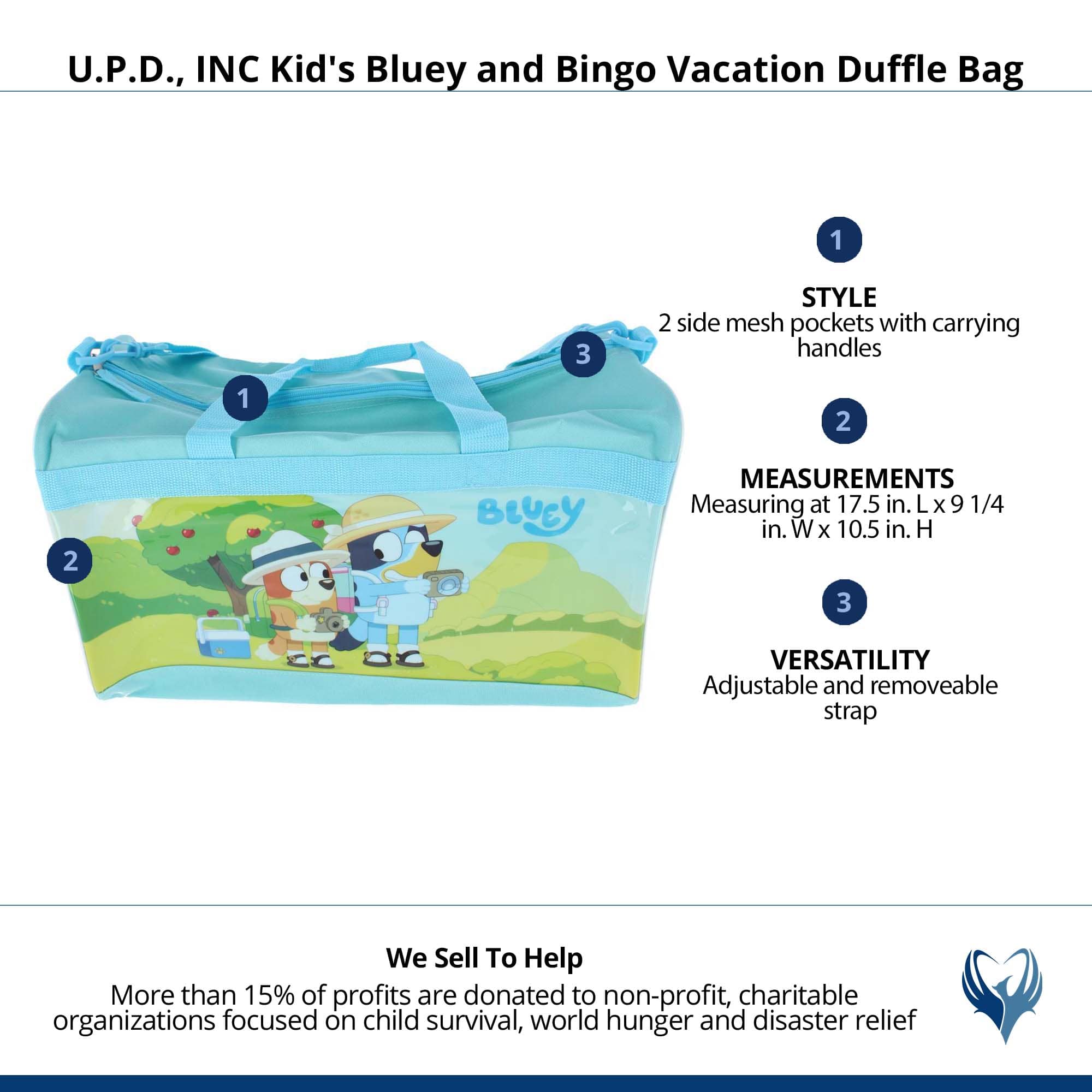 U.P.D., INC Kid's Bluey and Bingo Vacation Duffle Bag - Light Blue