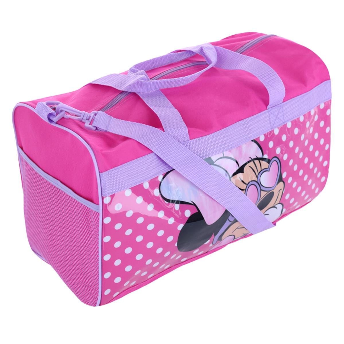 U.P.D., INC Girls Minnie Mouse Polka Dot Duffle Bag - Hot Pink