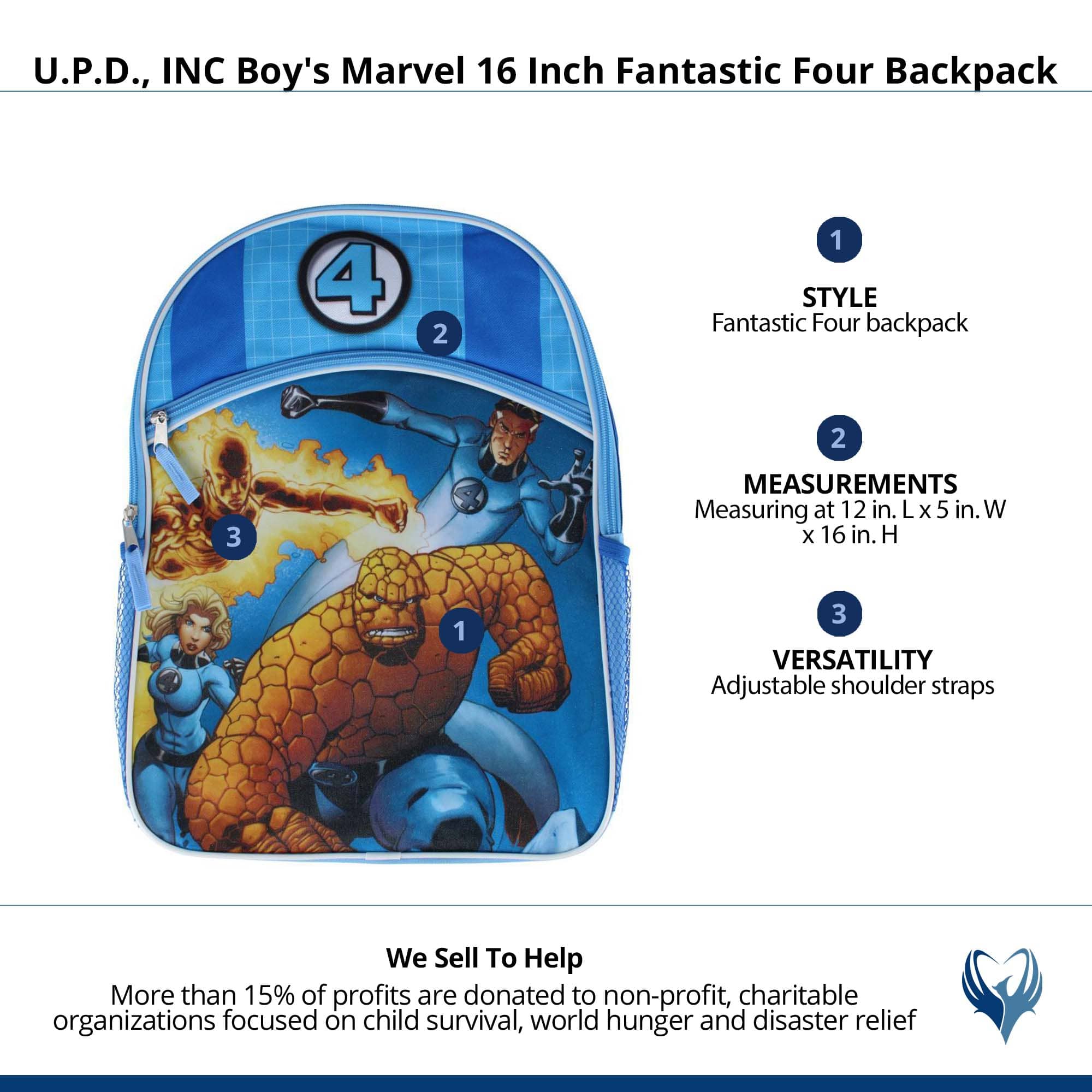 U.P.D., INC Boy's Marvel 16 Inch Fantastic Four Backpack - Blue