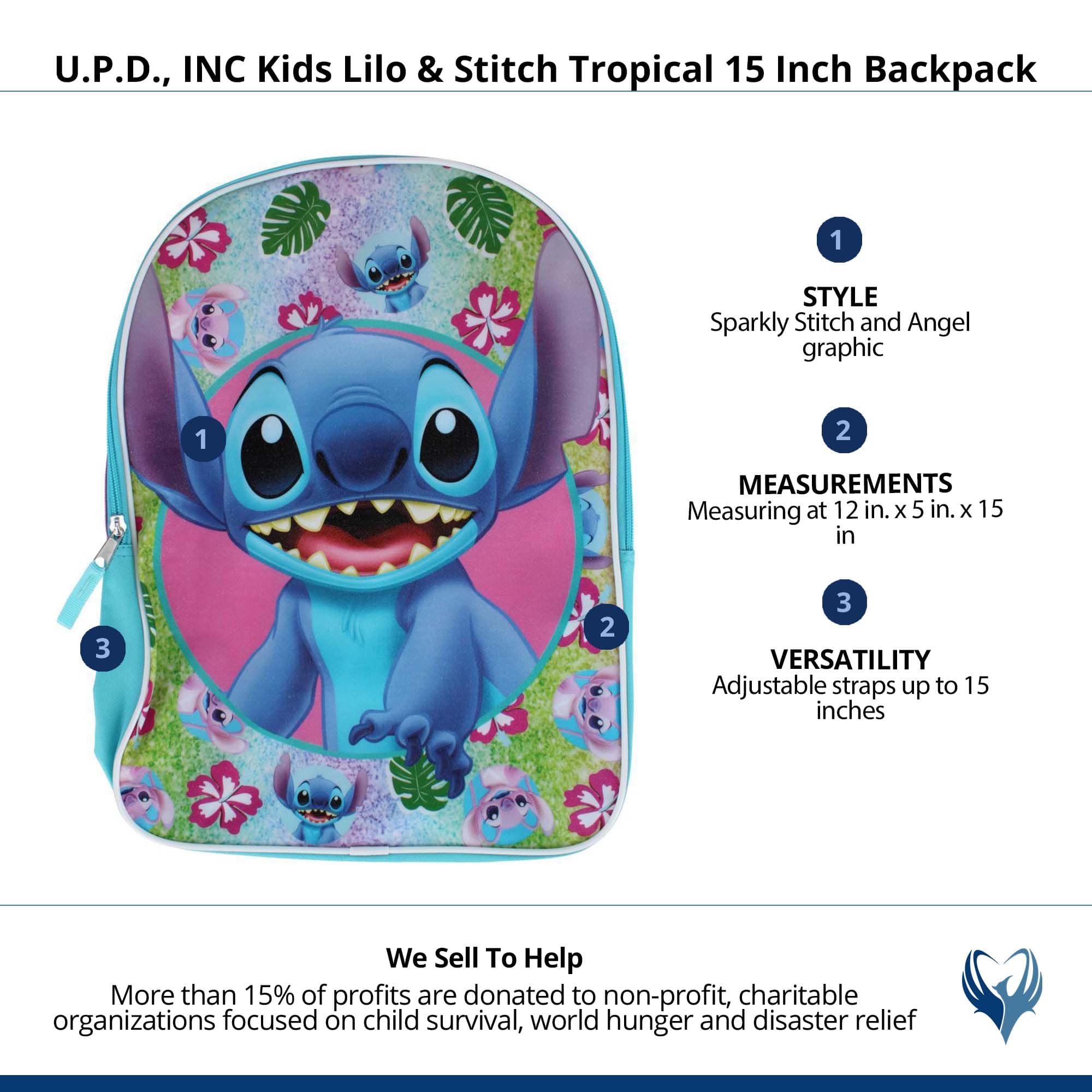 U.P.D., INC Kids Lilo & Stitch Tropical 15 Inch Backpack - Multi