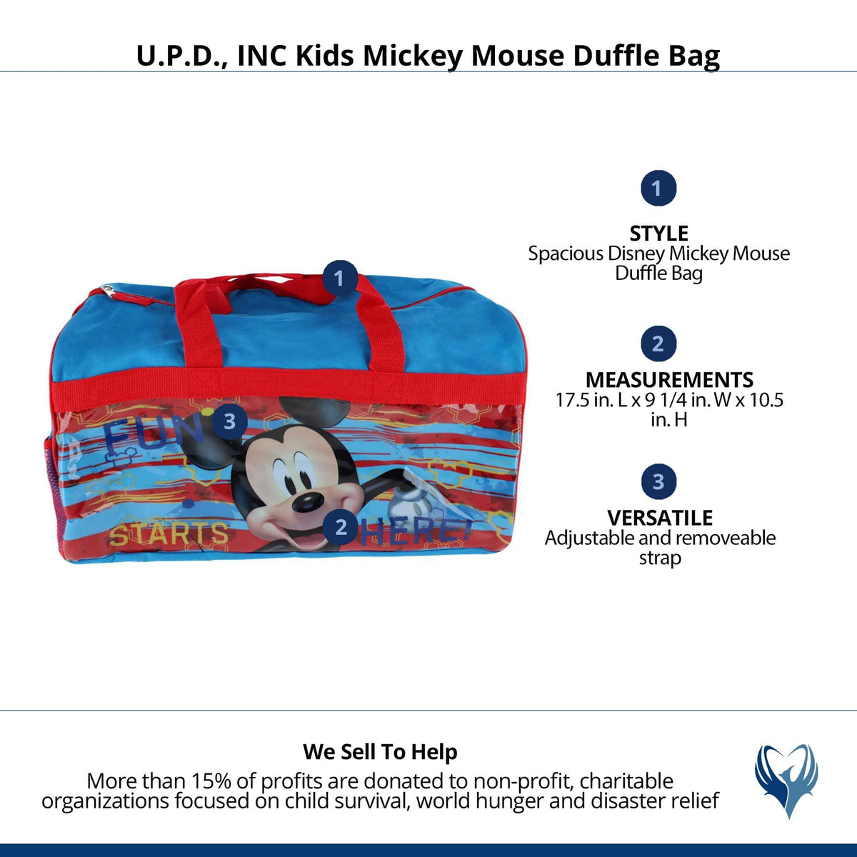 U.P.D., INC Kids Mickey Mouse Duffle Bag - Blue