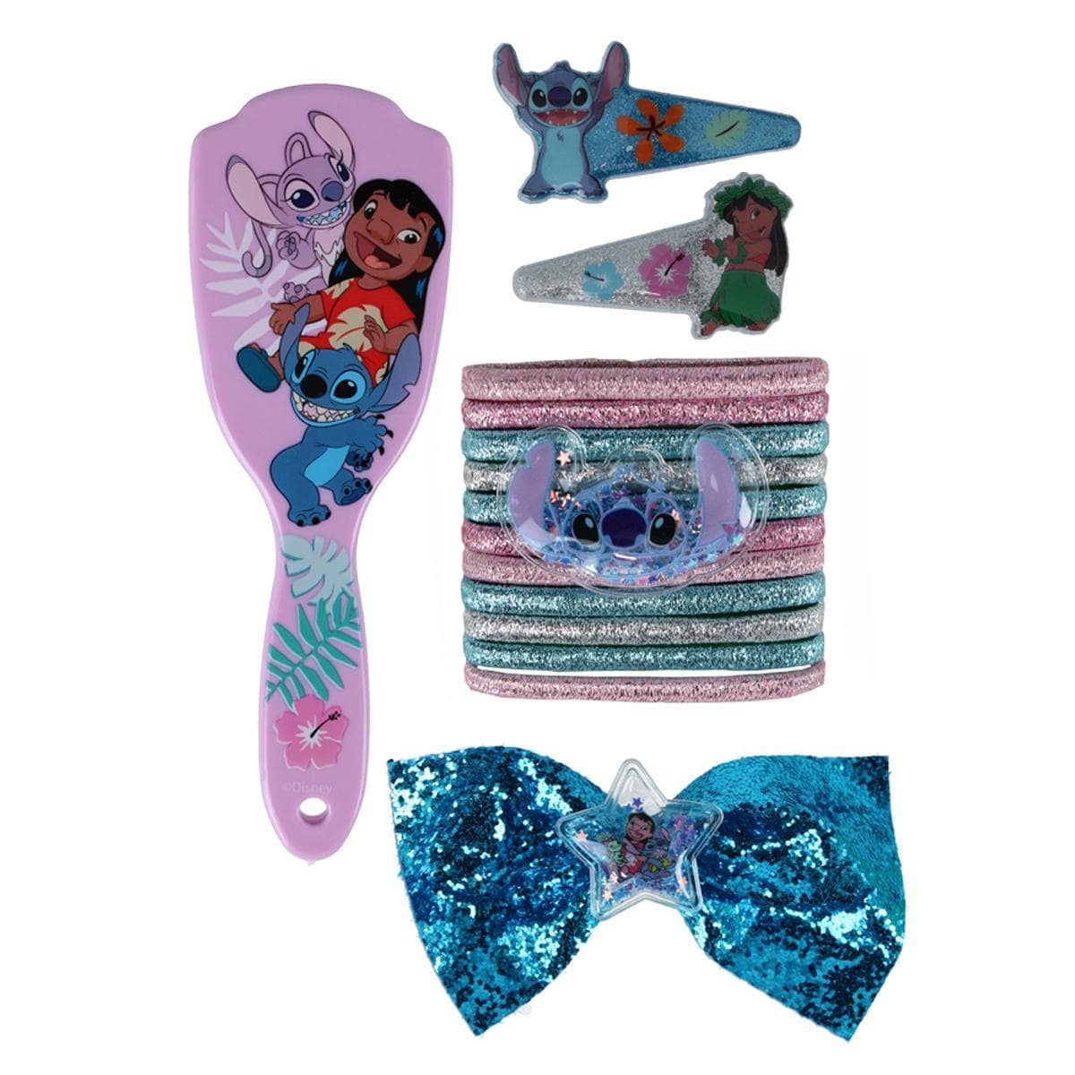 U.P.D., INC Kid's Lilo & Stitch Hair Brush and Accessory Set - Pink