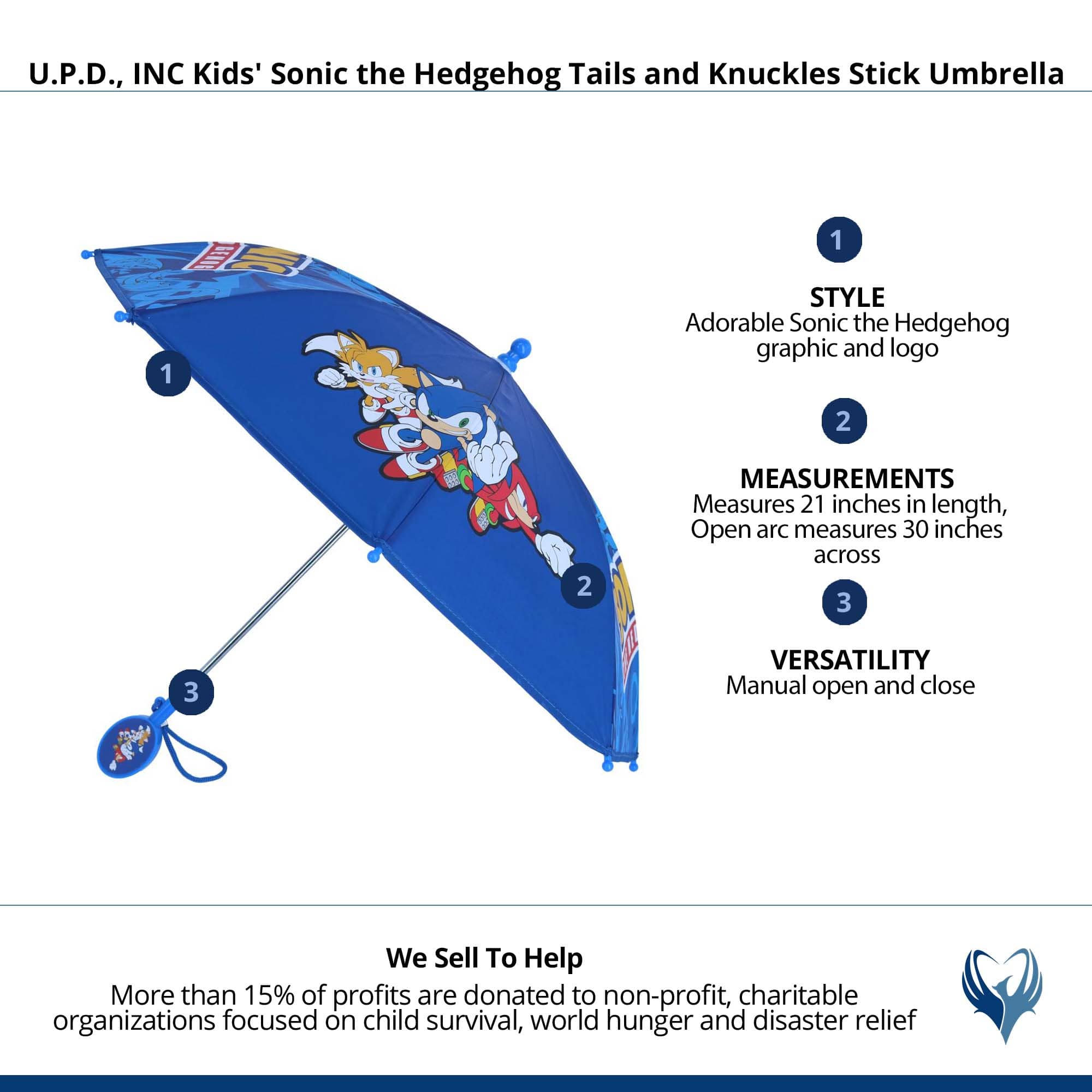 U.P.D., INC Kids' Sonic the Hedgehog Tails and Knuckles Stick Umbrella - Blue