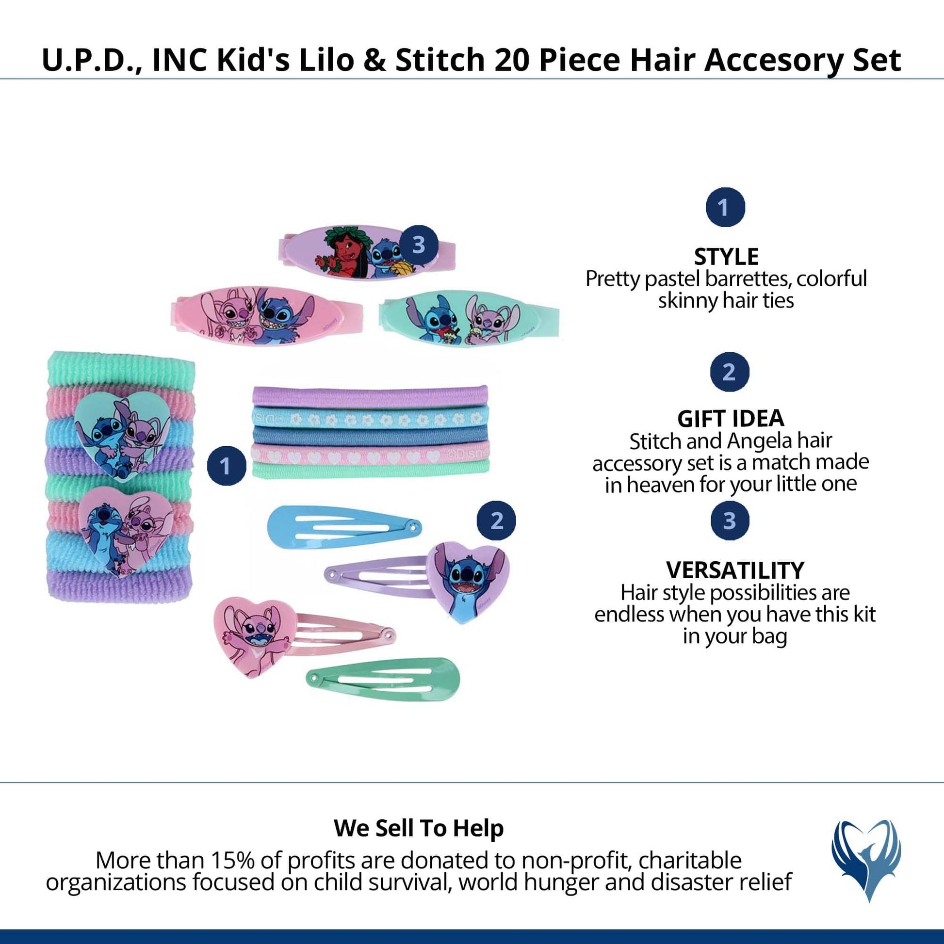 U.P.D., INC Kid's Lilo & Stitch 20 Piece Hair Accesory Set - Multi