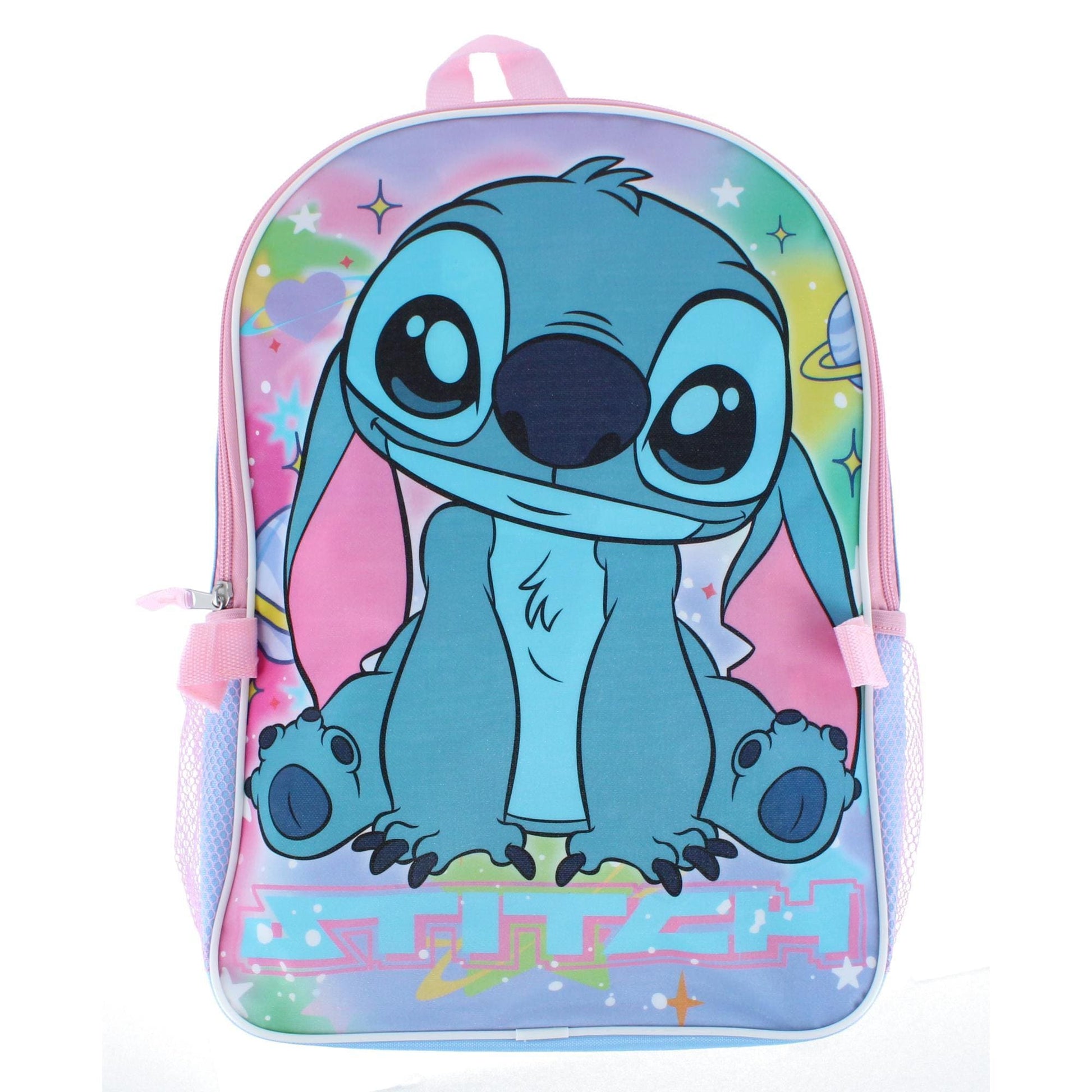 U.P.D., INC Girl's 16 inch Stitch and Angela Backpack and Lunchbox Set - Pink
