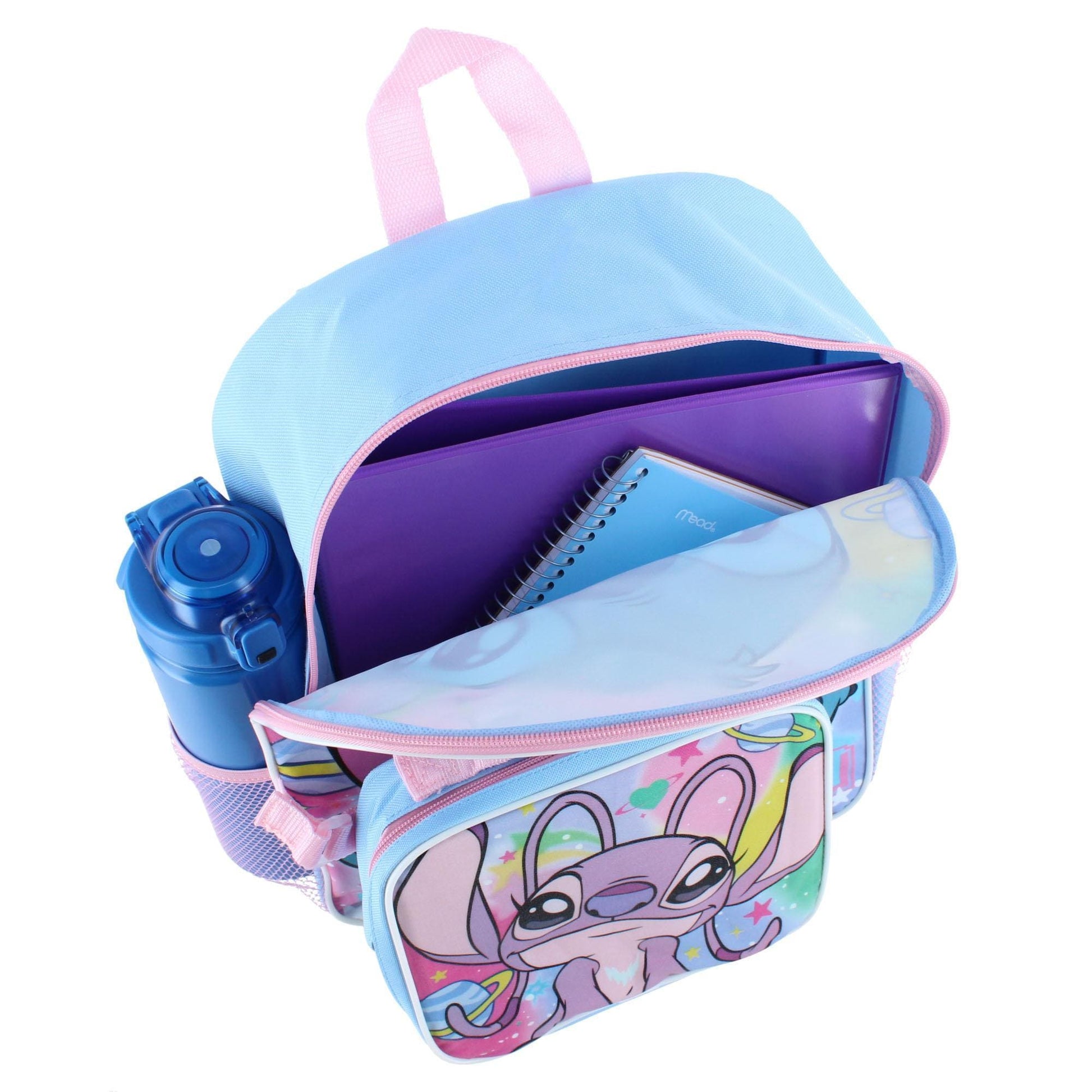 U.P.D., INC Girl's 16 inch Stitch and Angela Backpack and Lunchbox Set - Pink