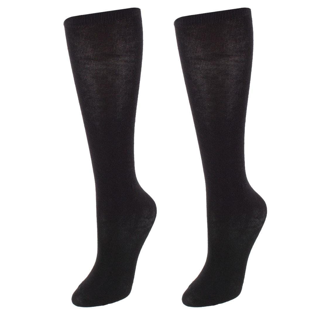 CTM® Girl's Solid Colored Soft Uniform Knee High Socks (1 Pair) - Black