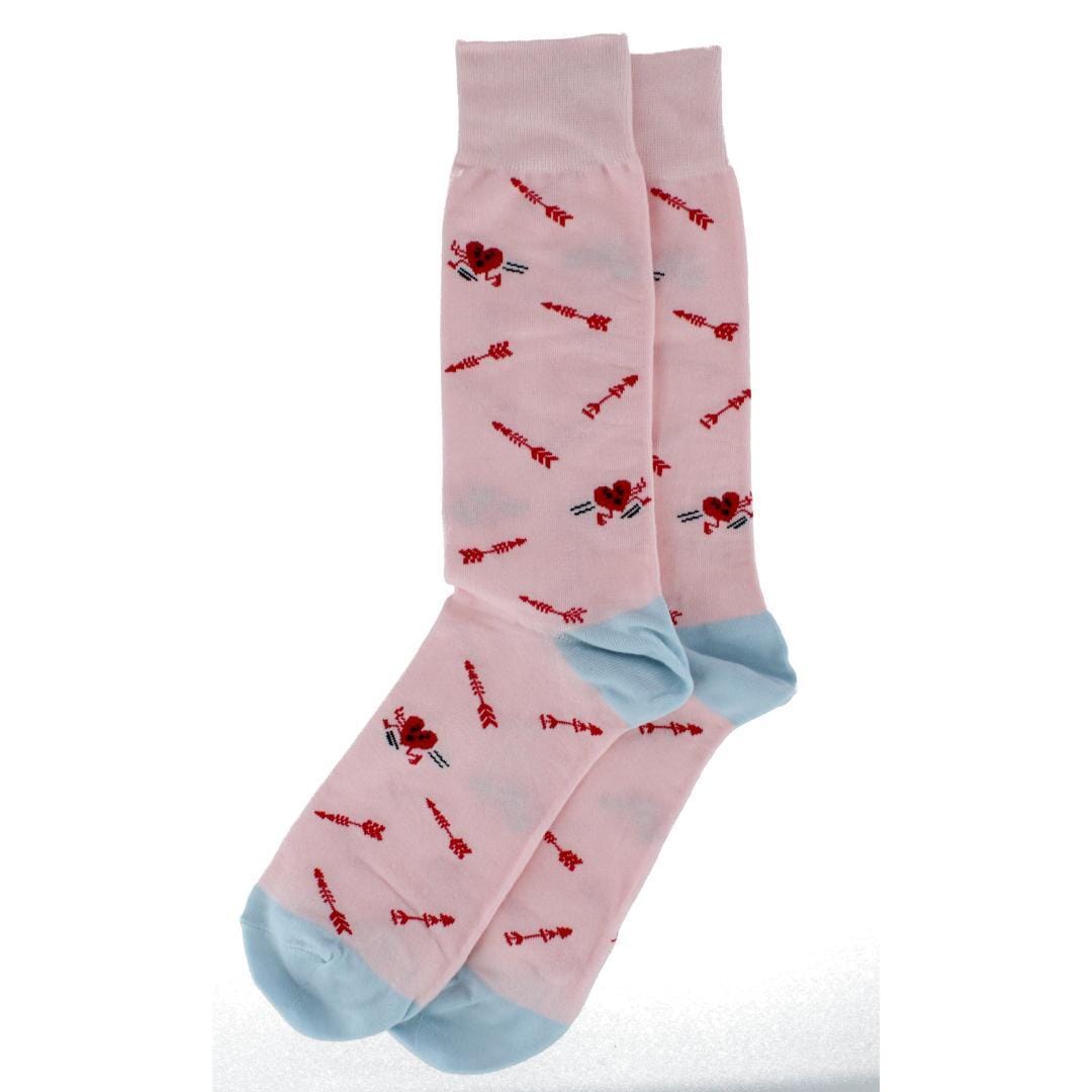 CTM® Men's Running From Cupid's Arrow Cotton Blend Crew Sock (1 Pair) - Pink