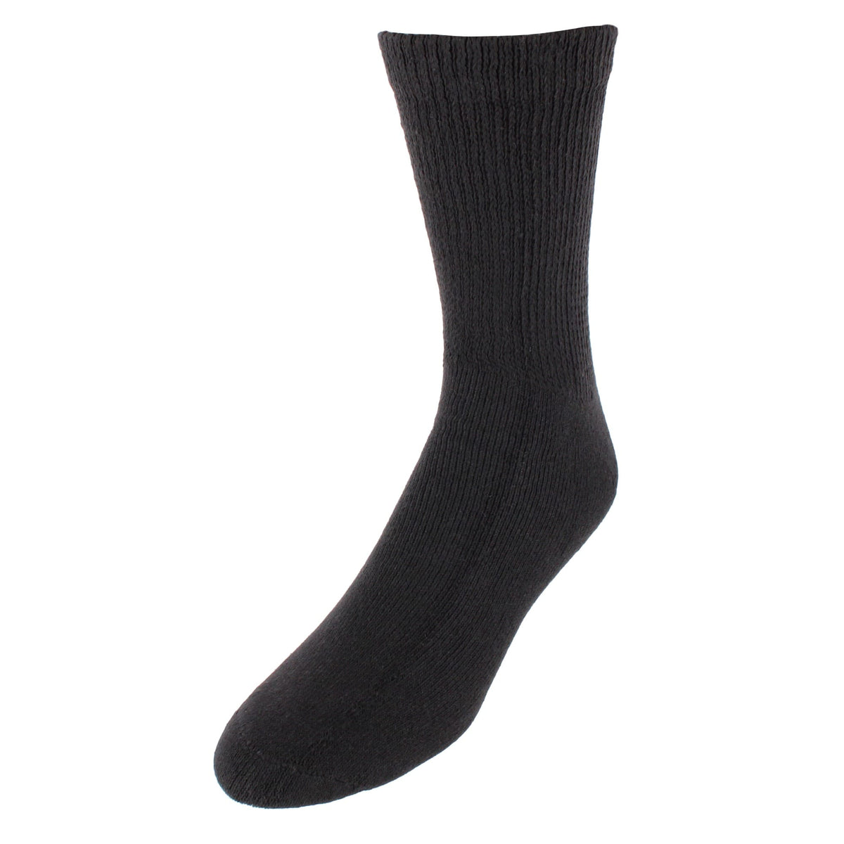 CTM® Men's Loose Fit Non-Binding Crew Socks (Pack of 3) - Black