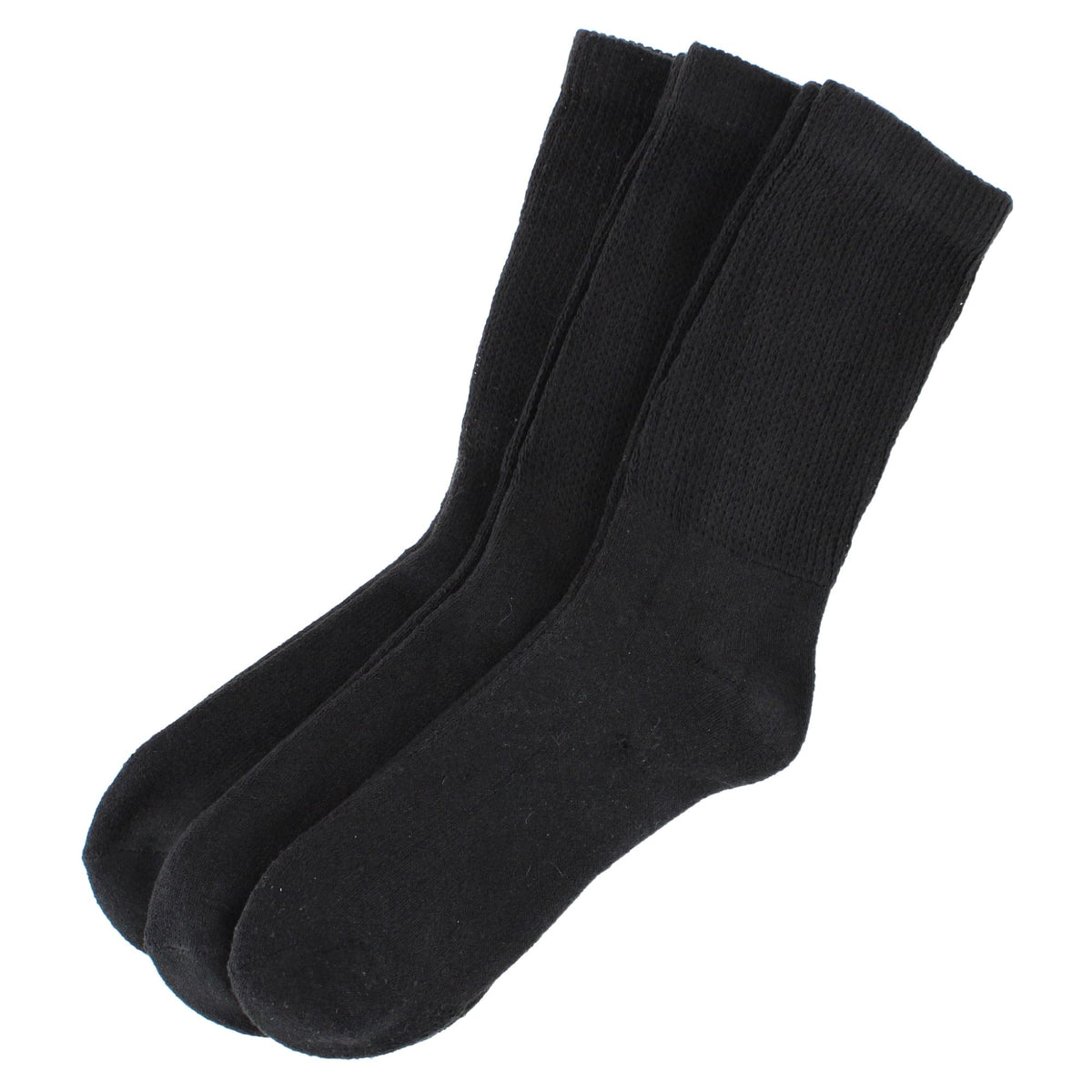 CTM® Men's Loose Fit Non-Binding Crew Socks (Pack of 3) - Black