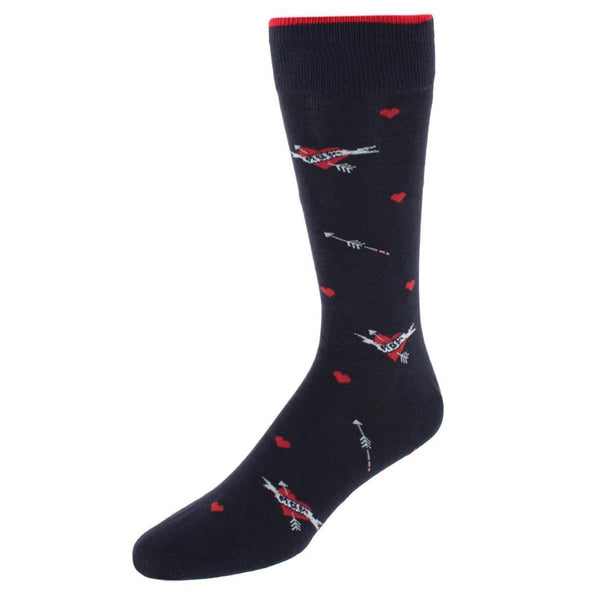 Men's Heart Tattoo Novelty Crew Cotton Blend Socks (1 Pair)