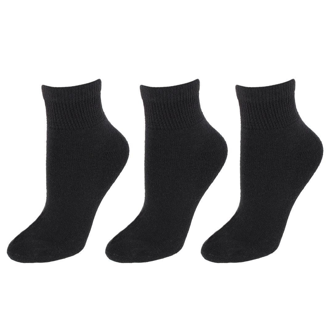 CTM® Men's Diabetic Cushioned Ankle Socks (3 Pairs) - Black