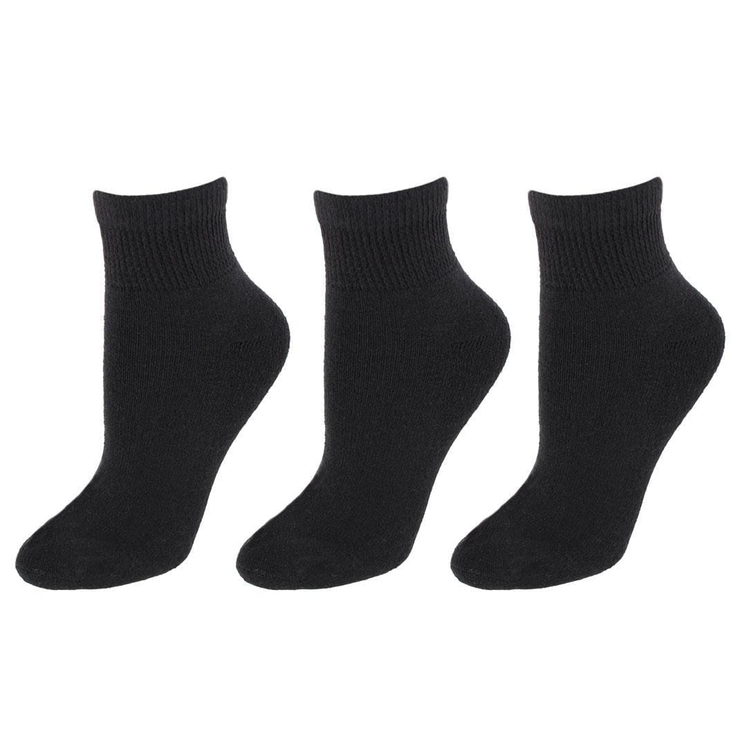 CTM® Women's Diabetic Cushioned Ankle Socks (3 Pairs) - Black