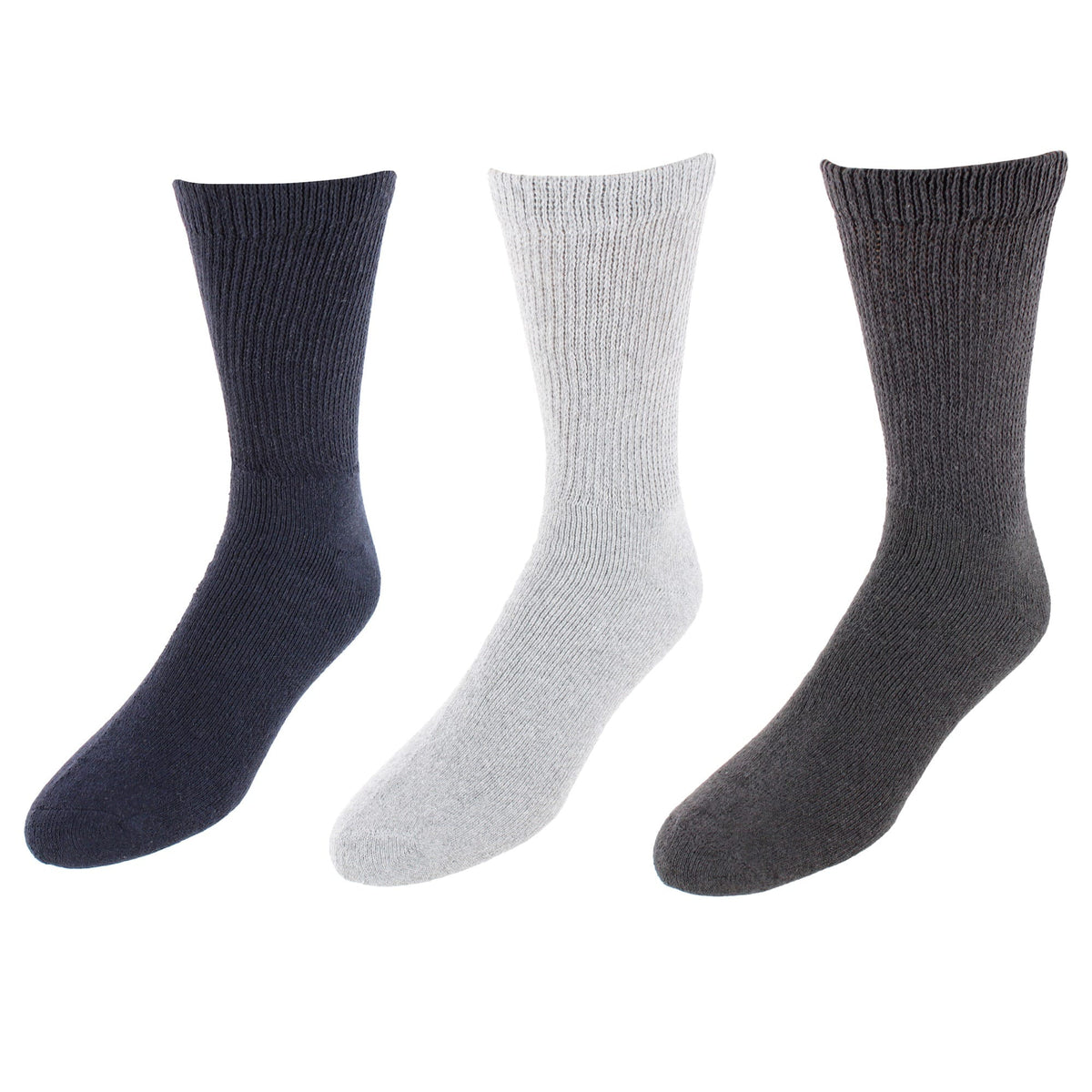 CTM® Men's Assorted Colors Diabetic Crew Socks (3 Pair) - Men's Assorted Colors Diabetic Crew Socks (3 Pair)