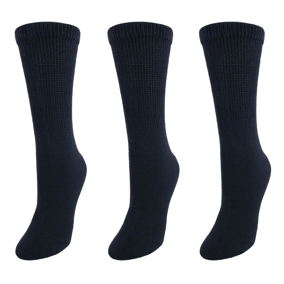 CTM® Women's Cushioned Diabetic Crew Socks (3 Pair Pack) - Black