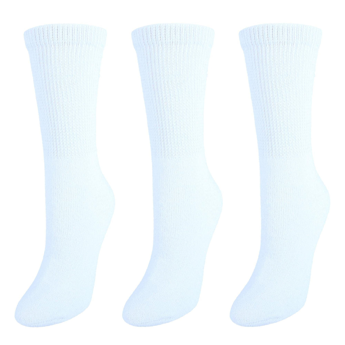 CTM® Women's Cushioned Diabetic Crew Socks (3 Pair Pack) - White