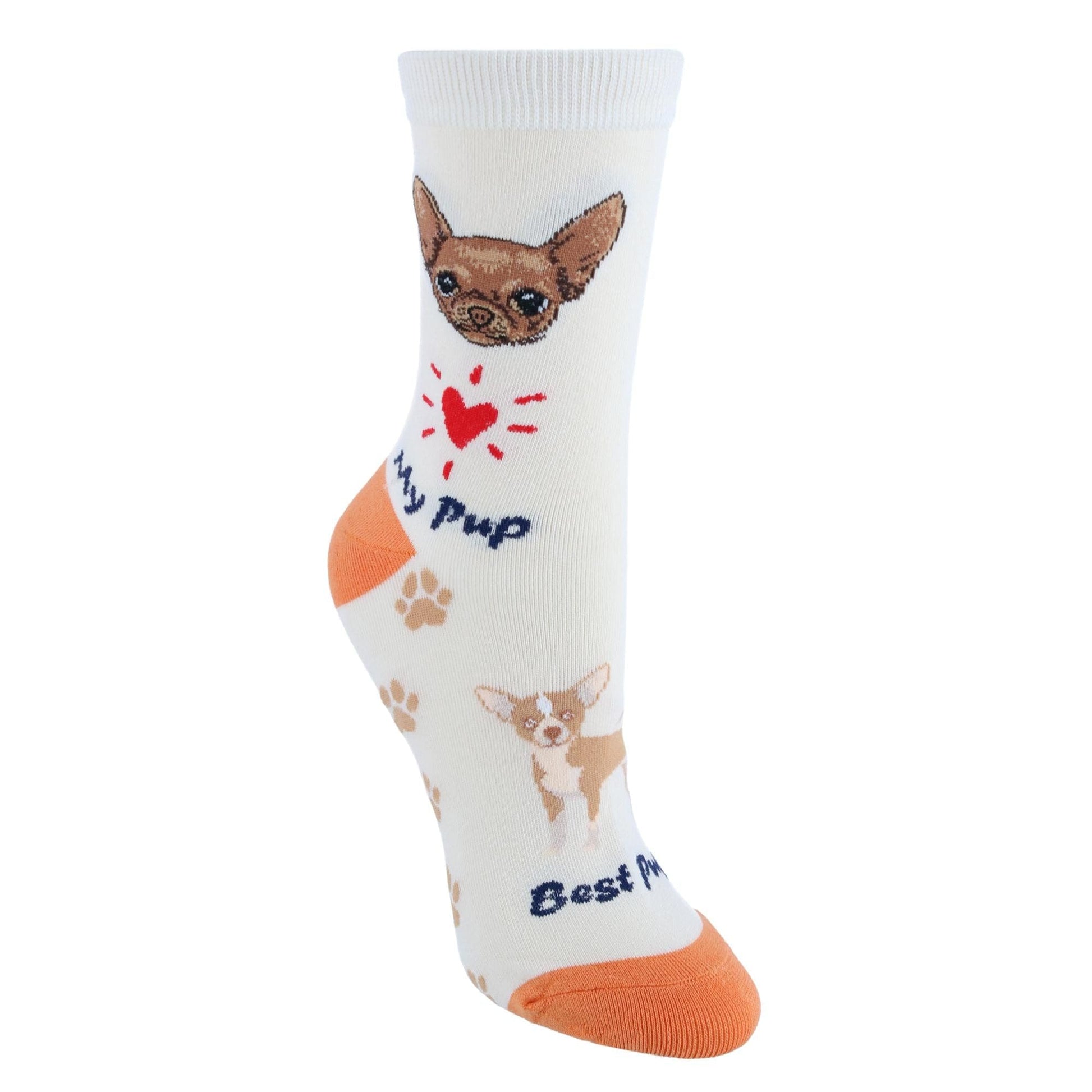 CTM® Women's My Pup Crew Novelty Socks - Chihuahua