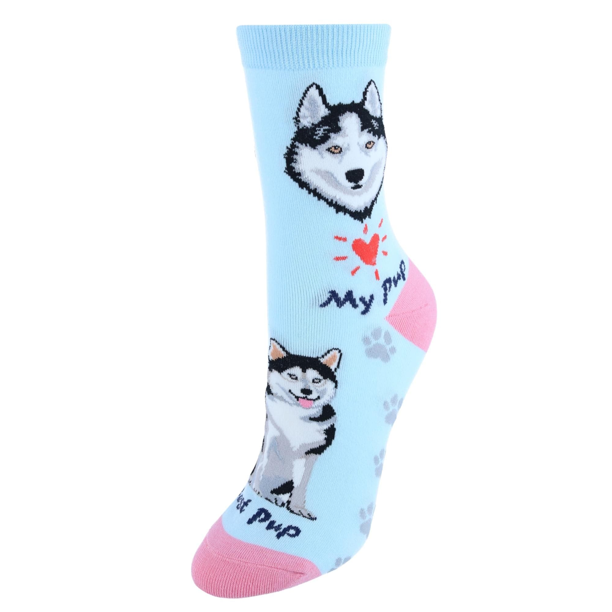 CTM® Women's My Pup Crew Novelty Socks - Husky