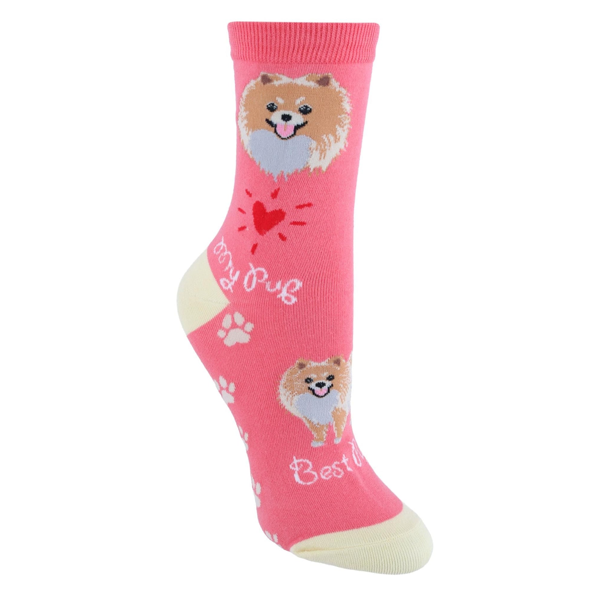 CTM® Women's My Pup Crew Novelty Socks - Pomeranian