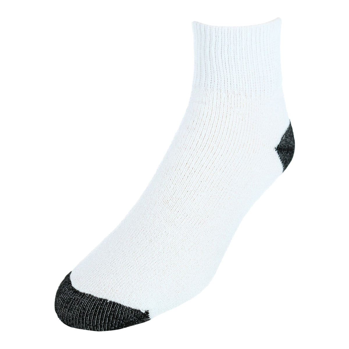 CTM® Men's Cotton Blend Ankle Socks (4 Pair Pack) - White with Black