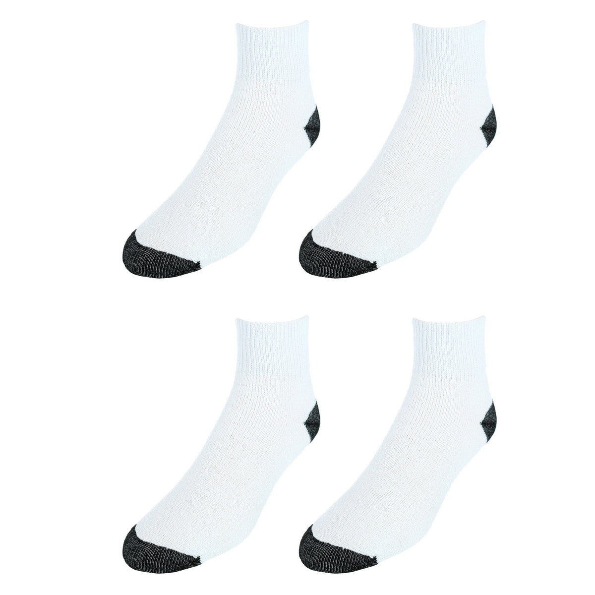 CTM® Men's Cotton Blend Ankle Socks (4 Pair Pack) - White with Black