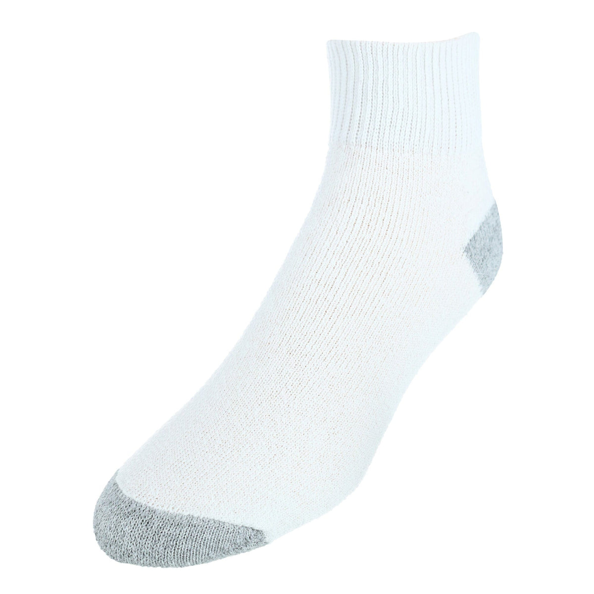 CTM® Men's Cotton Blend Ankle Socks (4 Pair Pack) - White with Grey