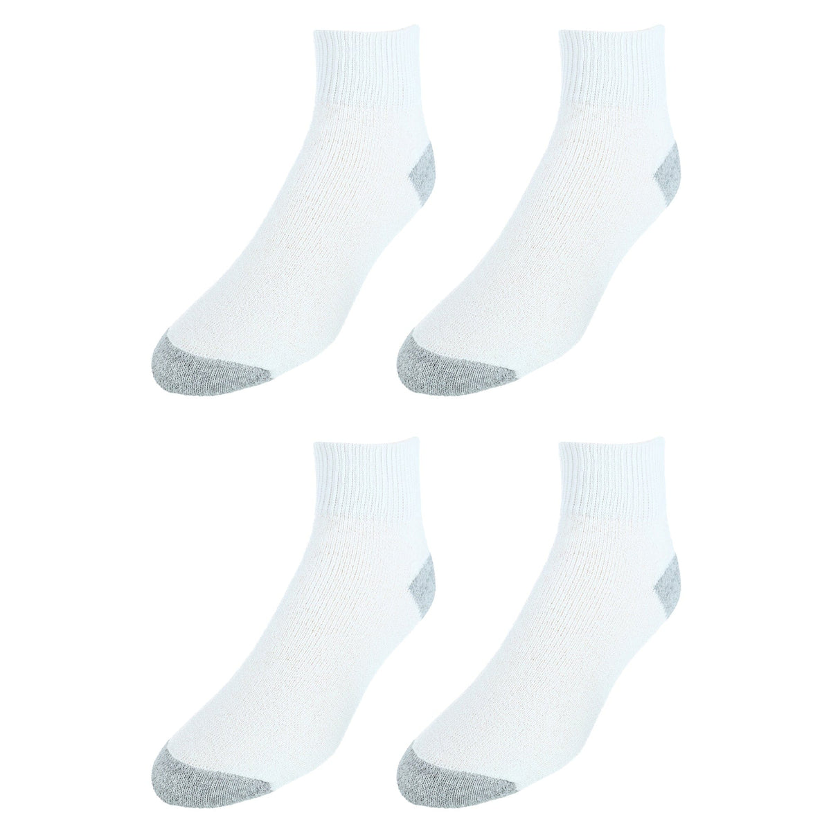 CTM® Men's Cotton Blend Ankle Socks (4 Pair Pack) - White with Grey