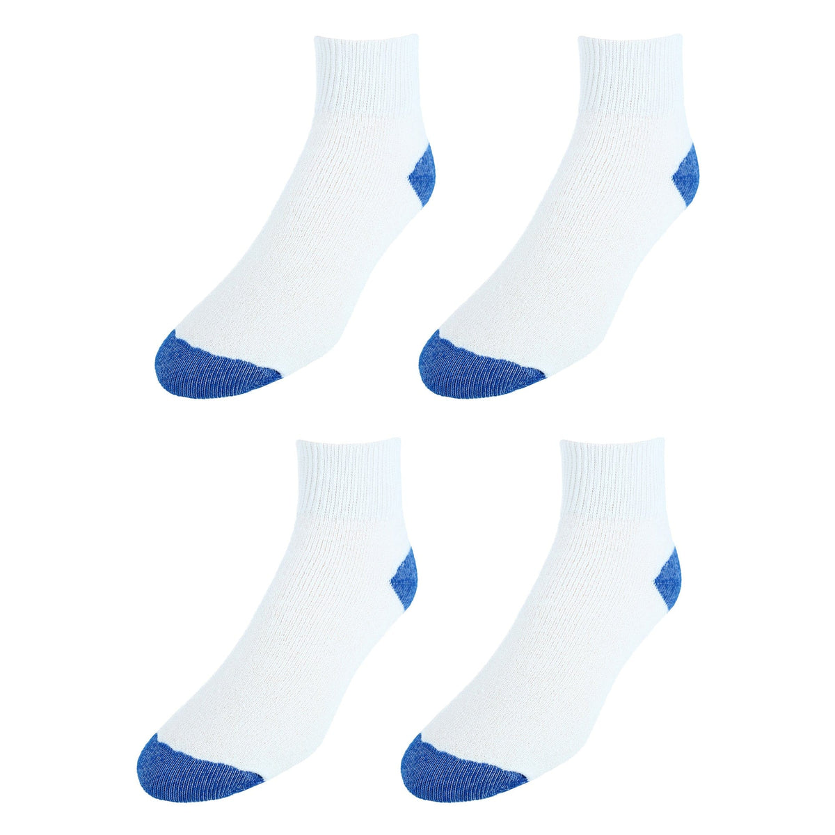 CTM® Men's Cotton Blend Ankle Socks (4 Pair Pack) - White with Royal Blue