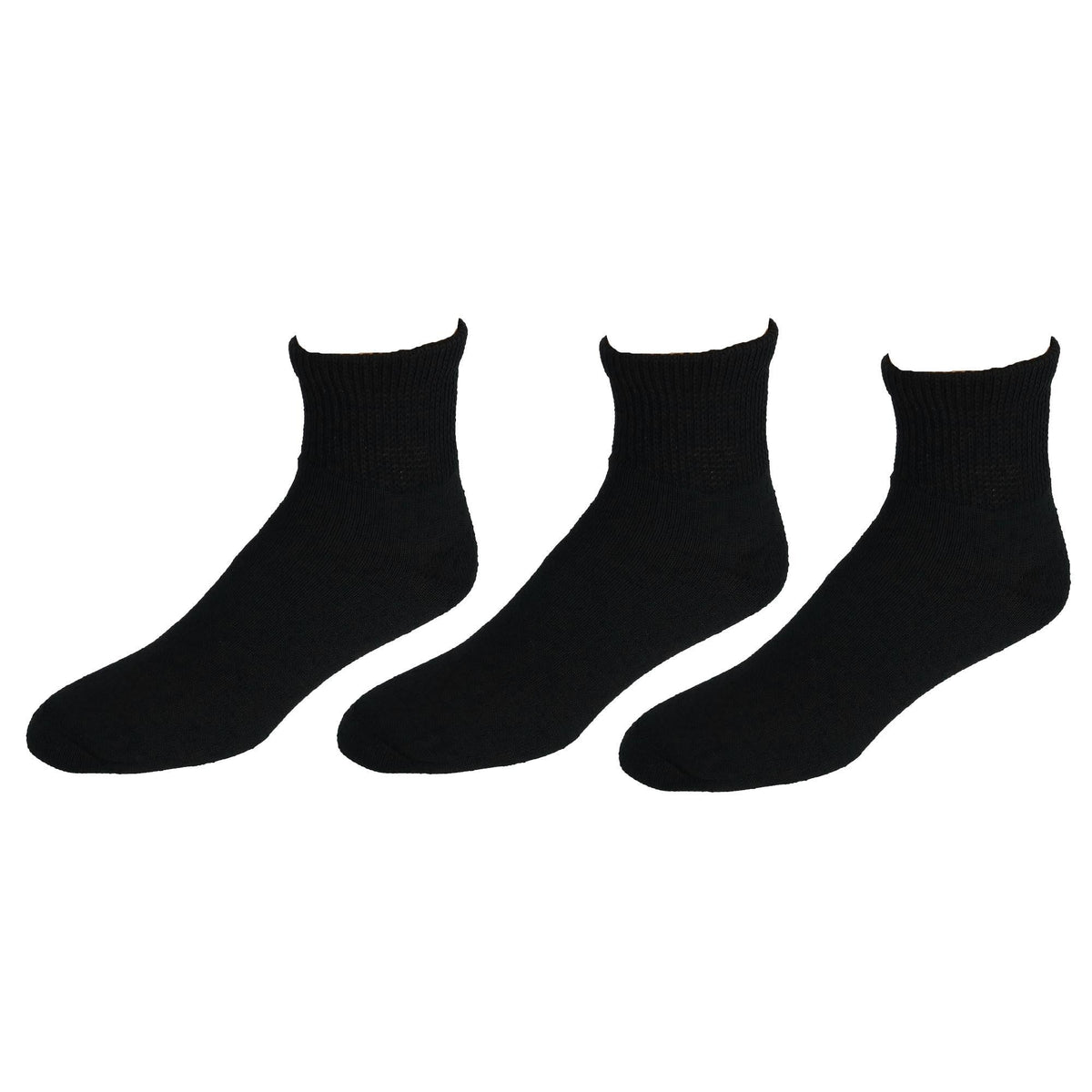 CTM® Men's Loose Fit Diabetic Ankle Socks (3 Pair Pack) - Black