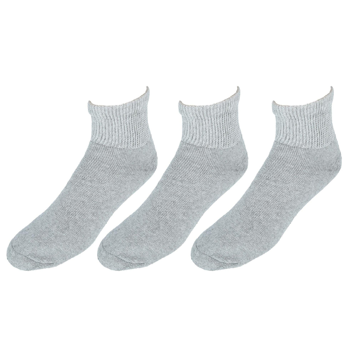 CTM® Men's Loose Fit Diabetic Ankle Socks (3 Pair Pack) - Grey