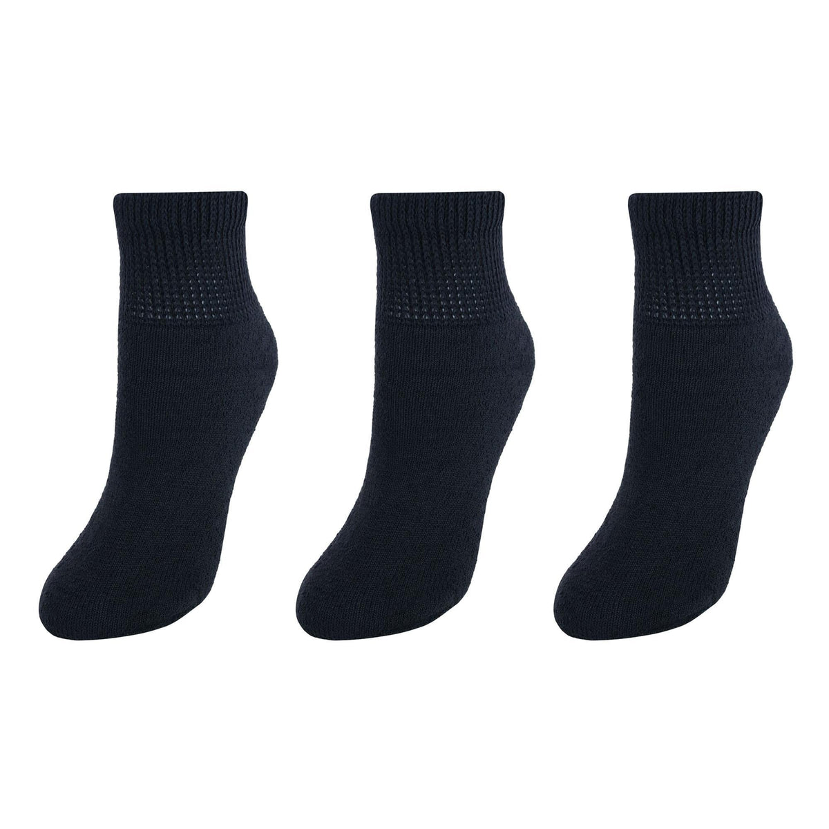 CTM® Women's Diabetic Ankle Socks (3 Pair Pack) - Black