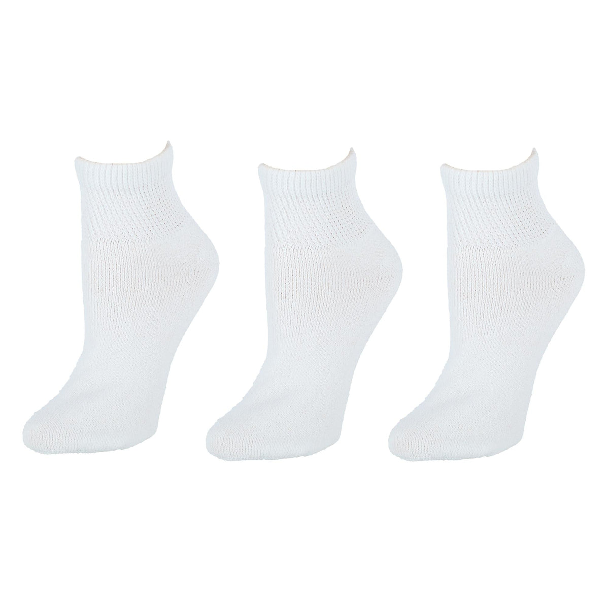 CTM® Women's Diabetic Ankle Socks (3 Pair Pack) - White